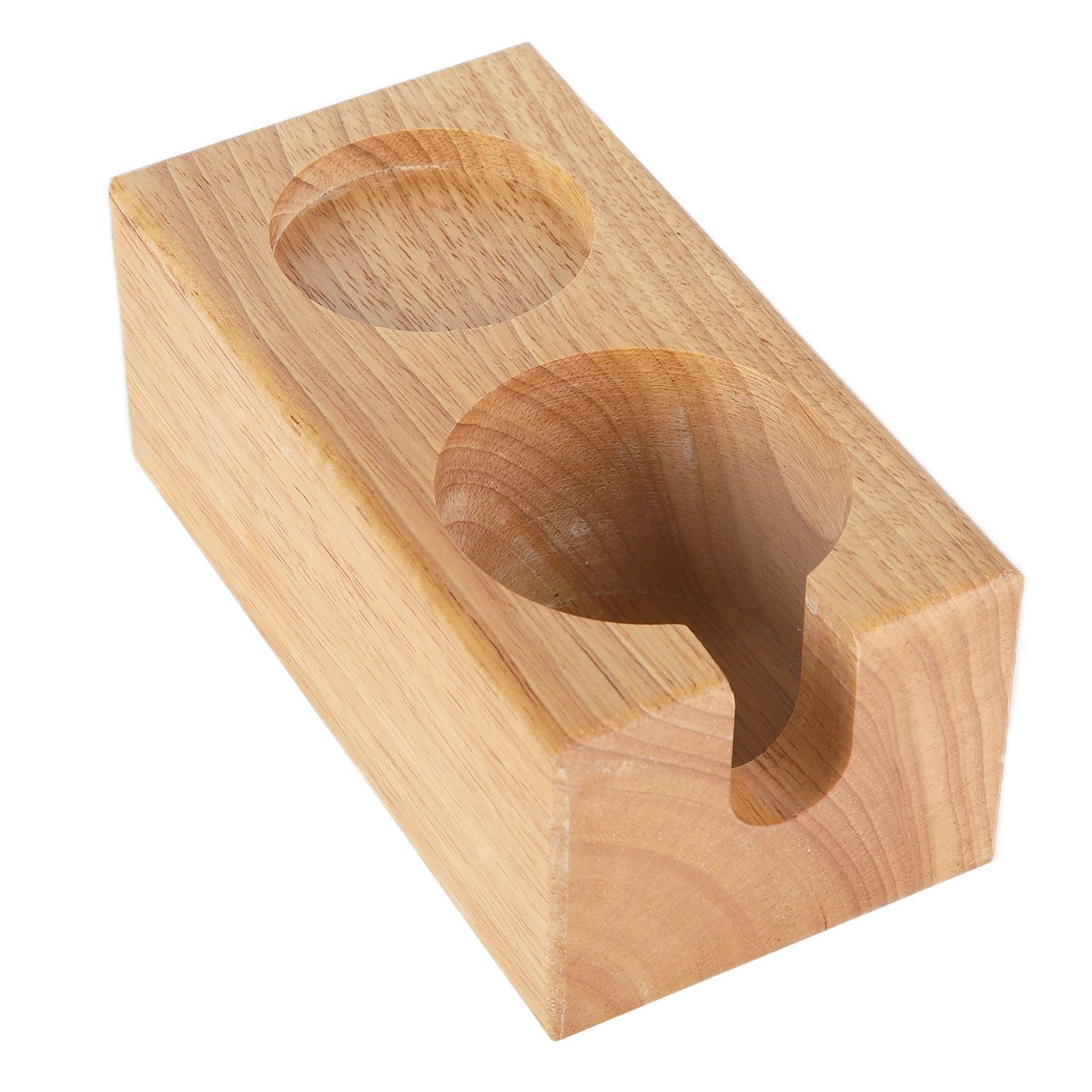 2‑Hole Wooden Tamper Base Natural Wood Color External Durable Tamping Station view 10