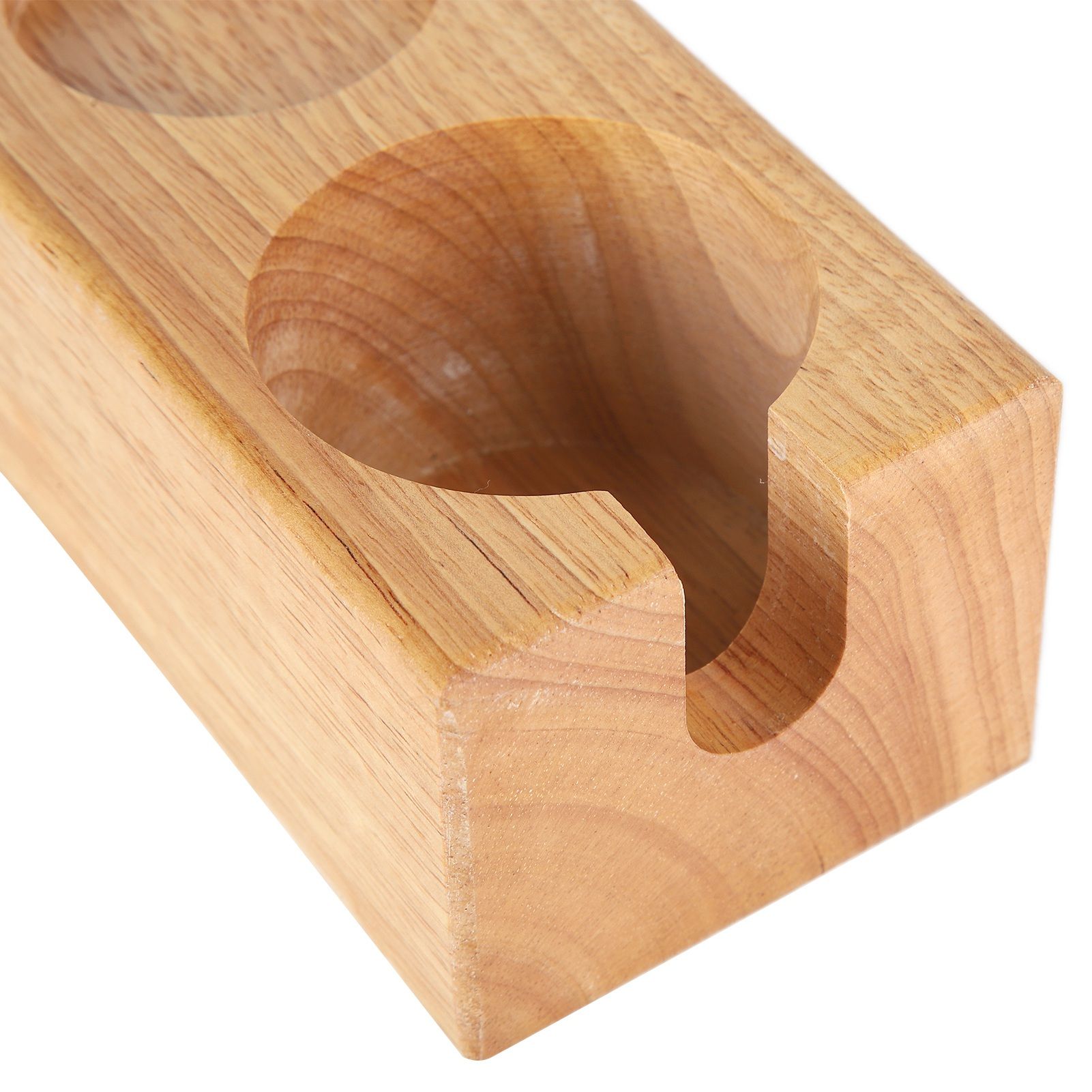 2‑Hole Wooden Tamper Base Natural Wood Color External Durable Tamping Station view 13