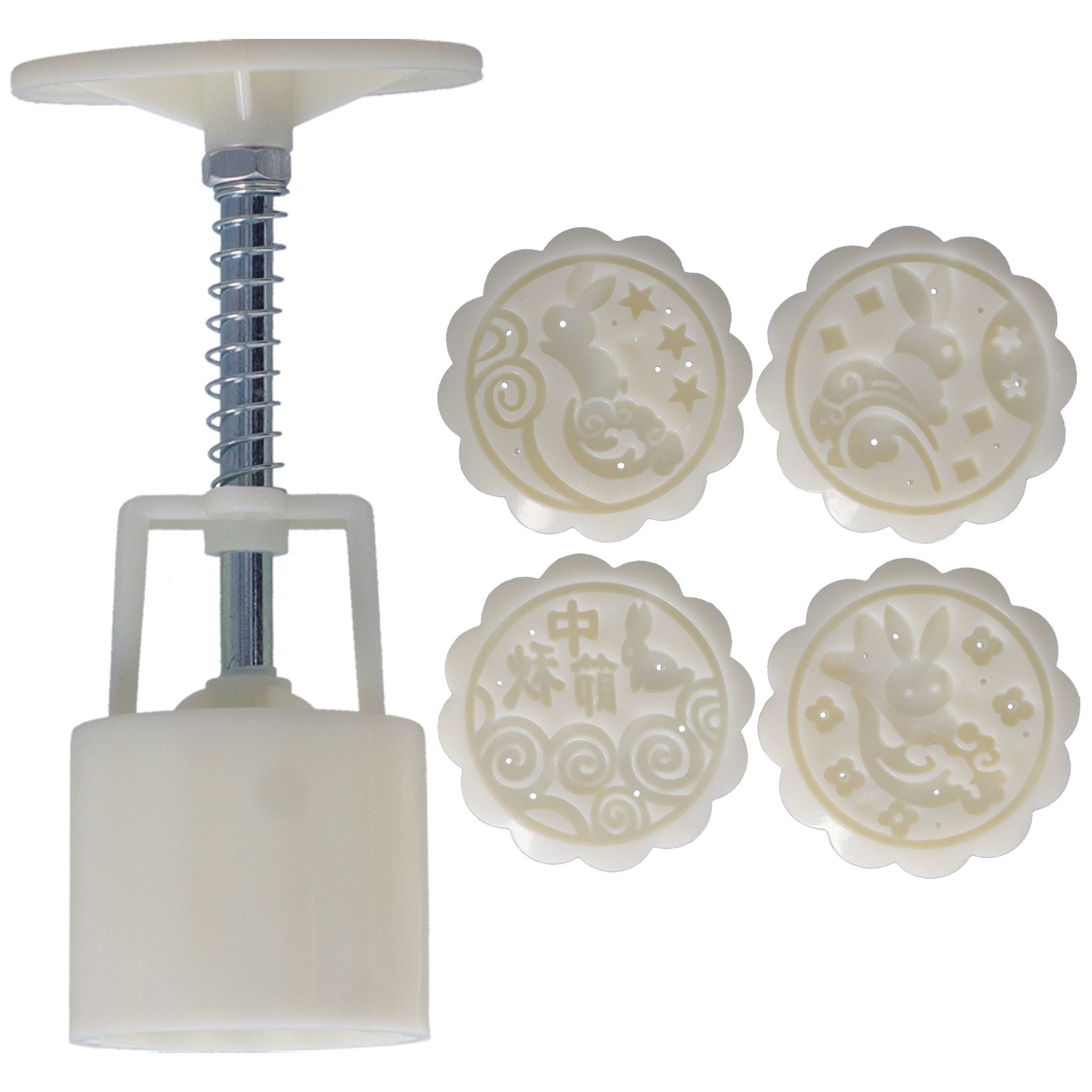 50g HandPress Mooncake Mold Dessert Biscuits Mold Baking Tool with 4 Round