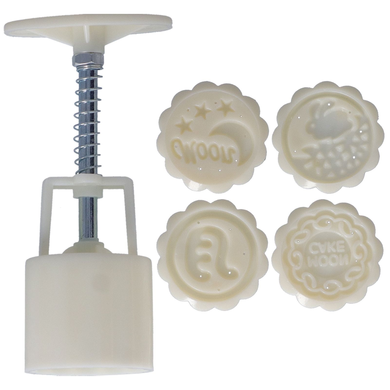 50g HandPress Mooncake Mold Dessert Biscuits Mold Baking Tool with 4 Round
