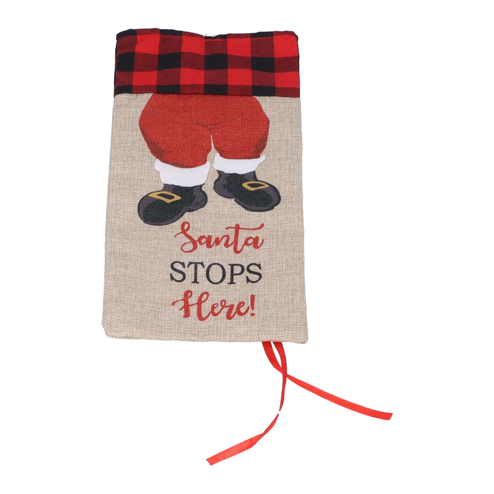 Christmas Santa Grid Design Champagne Bottle Cover Bag Sleeve Christmas Gifts