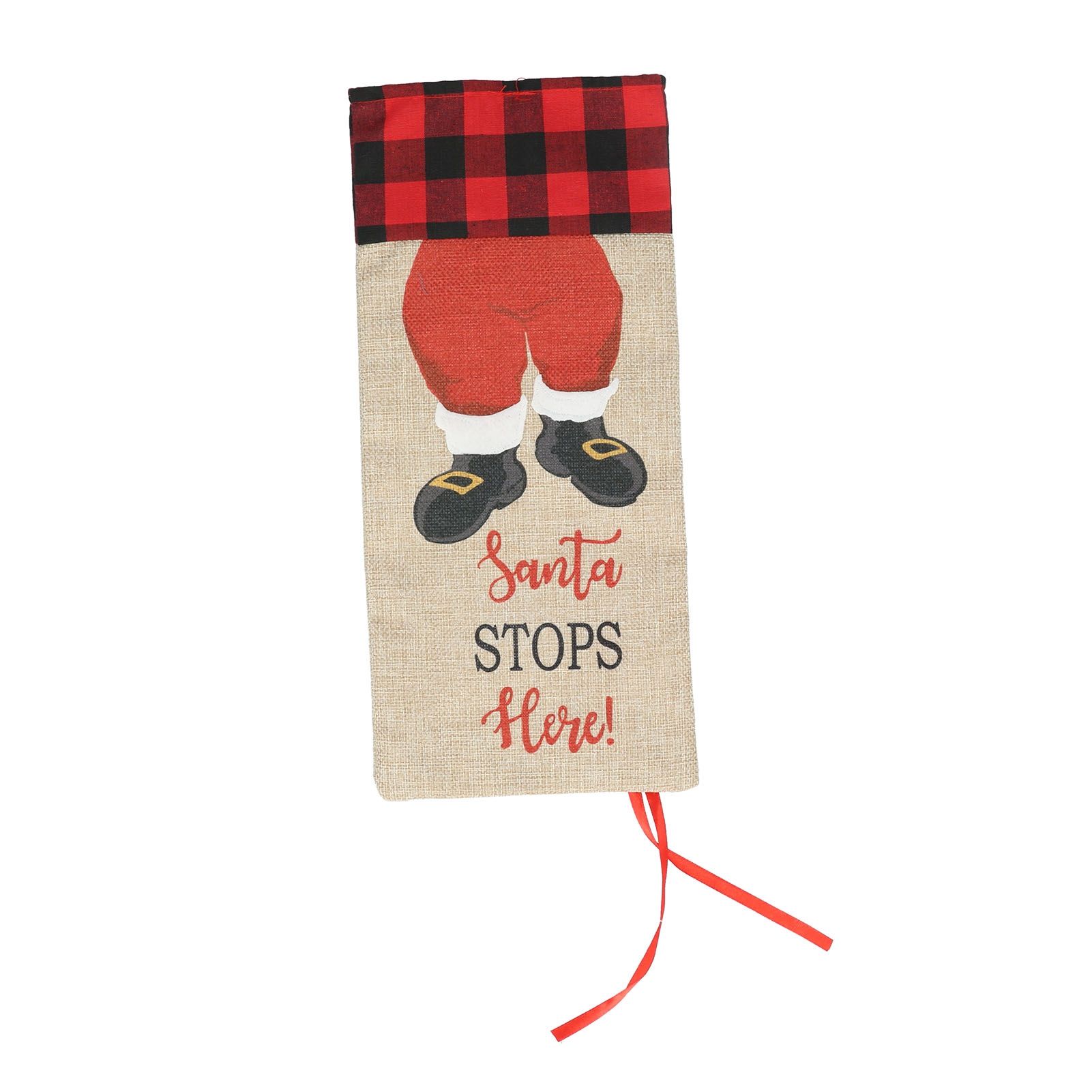 Christmas Santa Grid Design Champagne Bottle Cover Bag Sleeve Christmas Gifts view 2