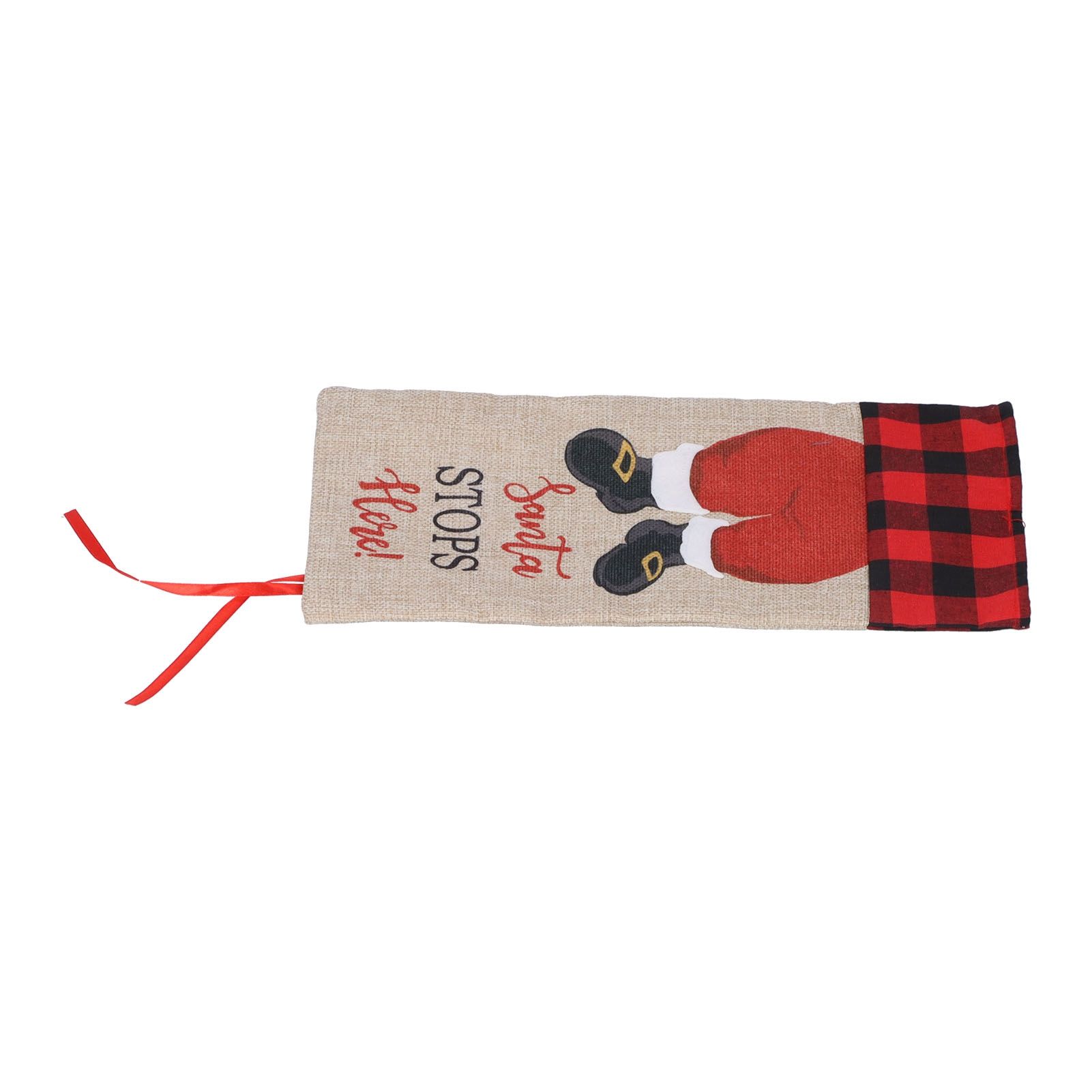 Christmas Santa Grid Design Champagne Bottle Cover Bag Sleeve Christmas Gifts view 3