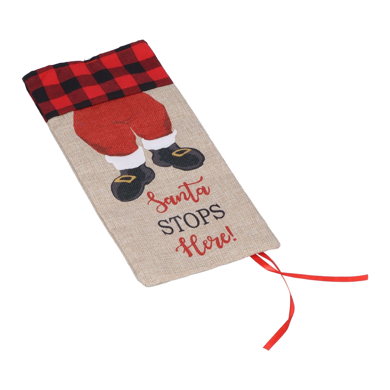 Christmas Santa Grid Design Champagne Bottle Cover Bag Sleeve Christmas Gifts view 5