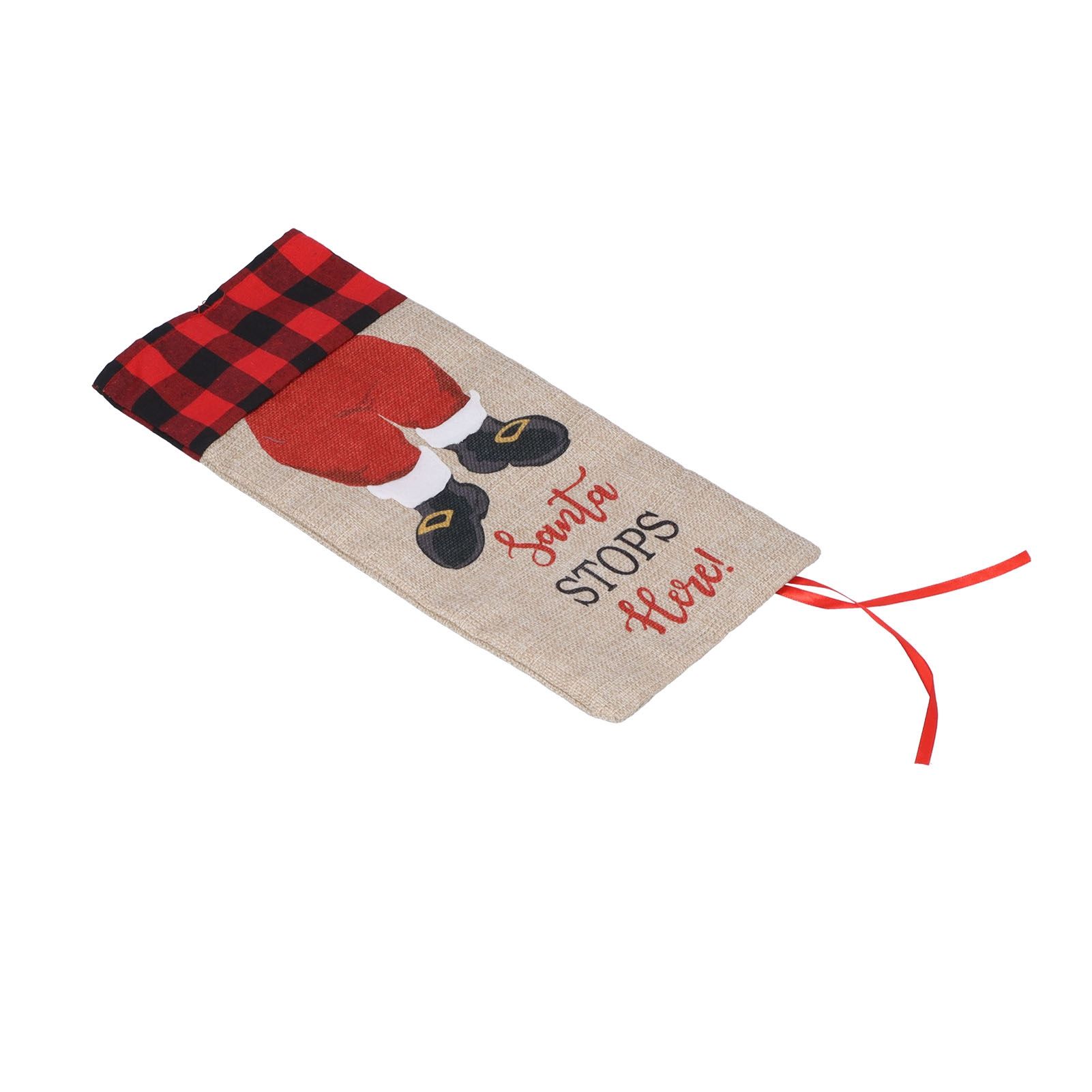 Christmas Santa Grid Design Champagne Bottle Cover Bag Sleeve Christmas Gifts view 6