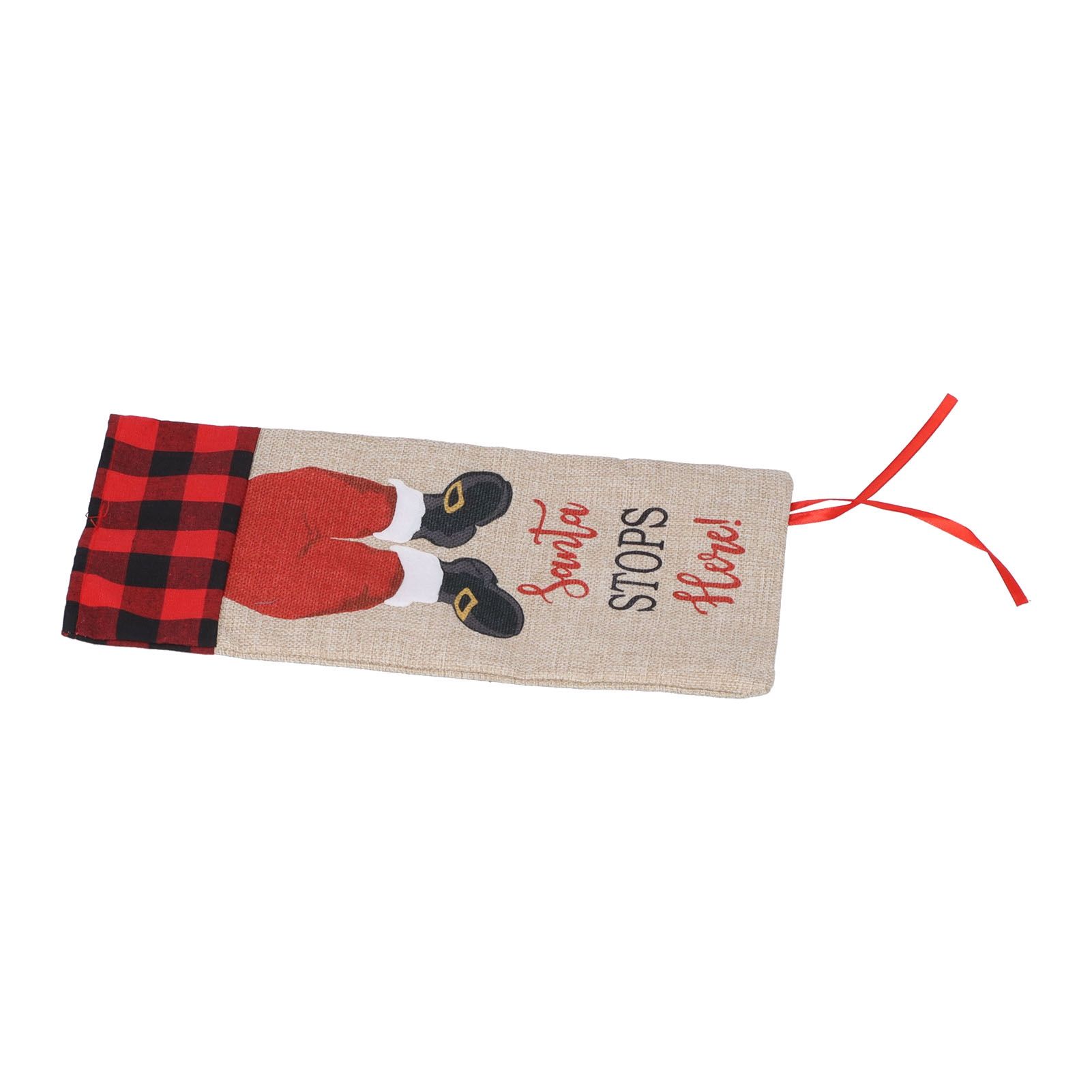 Christmas Santa Grid Design Champagne Bottle Cover Bag Sleeve Christmas Gifts view 7