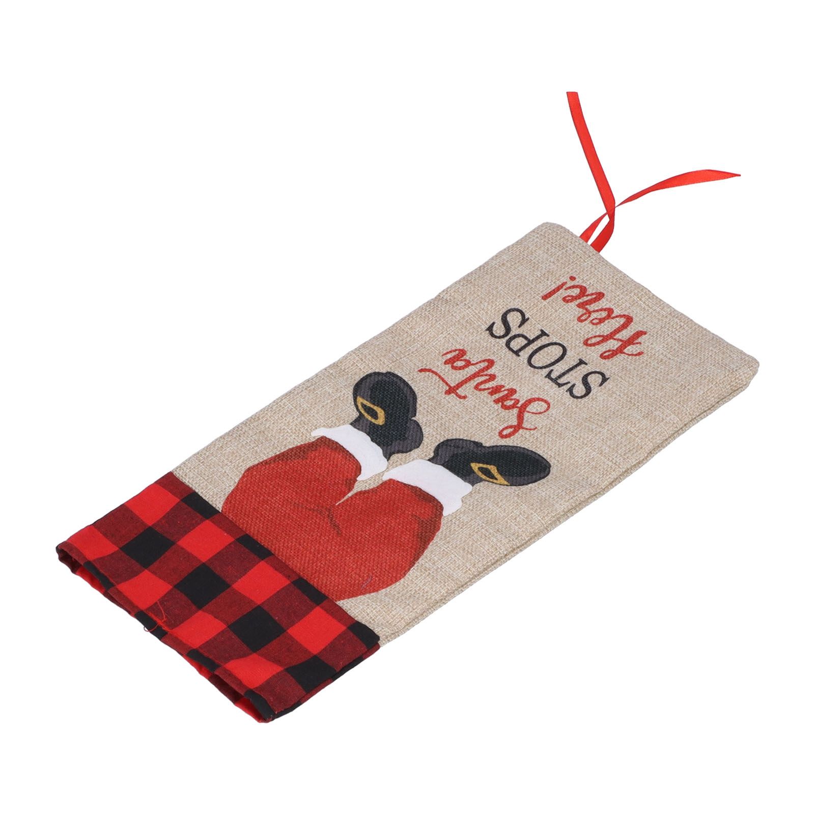 Christmas Santa Grid Design Champagne Bottle Cover Bag Sleeve Christmas Gifts view 8