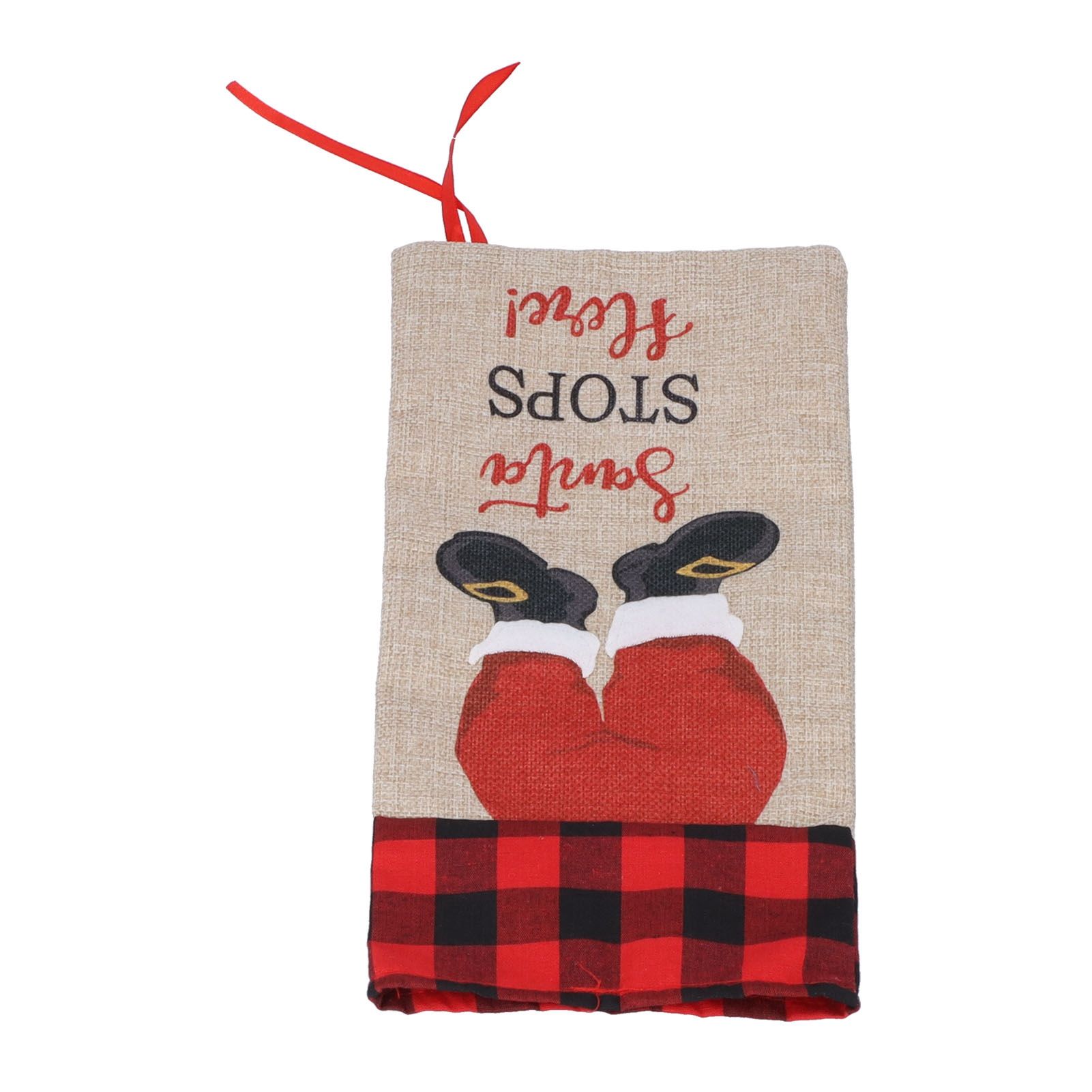 Christmas Santa Grid Design Champagne Bottle Cover Bag Sleeve Christmas Gifts view 9