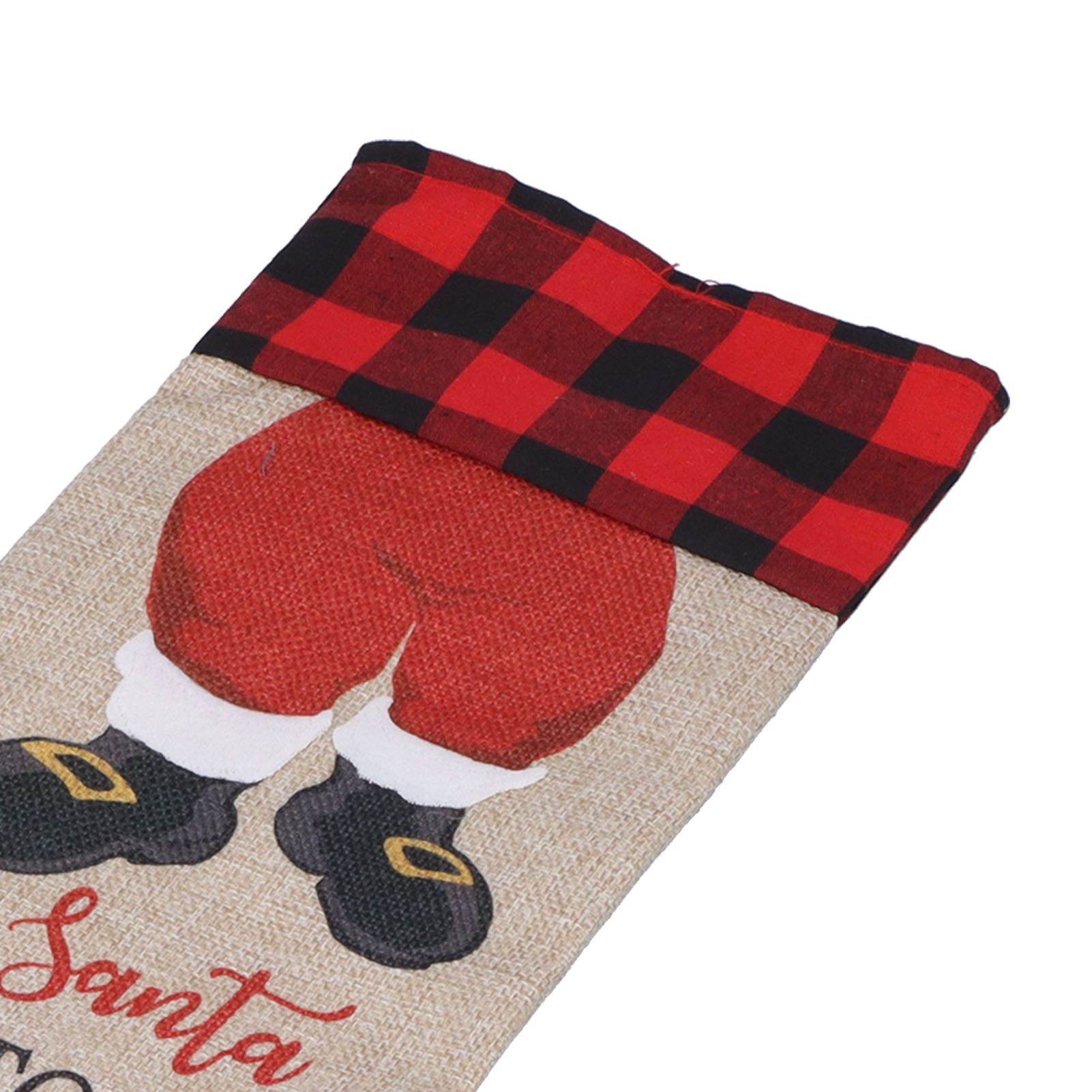 Christmas Santa Grid Design Champagne Bottle Cover Bag Sleeve Christmas Gifts view 13