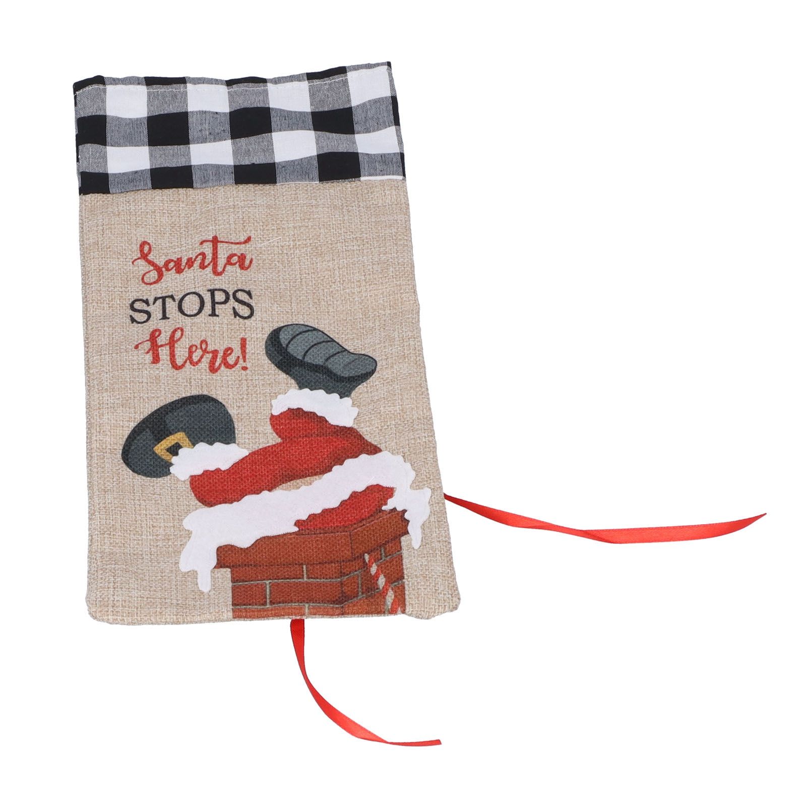 Christmas Santa Grid Design Champagne Bottle Cover Bag Sleeve Christmas Gifts