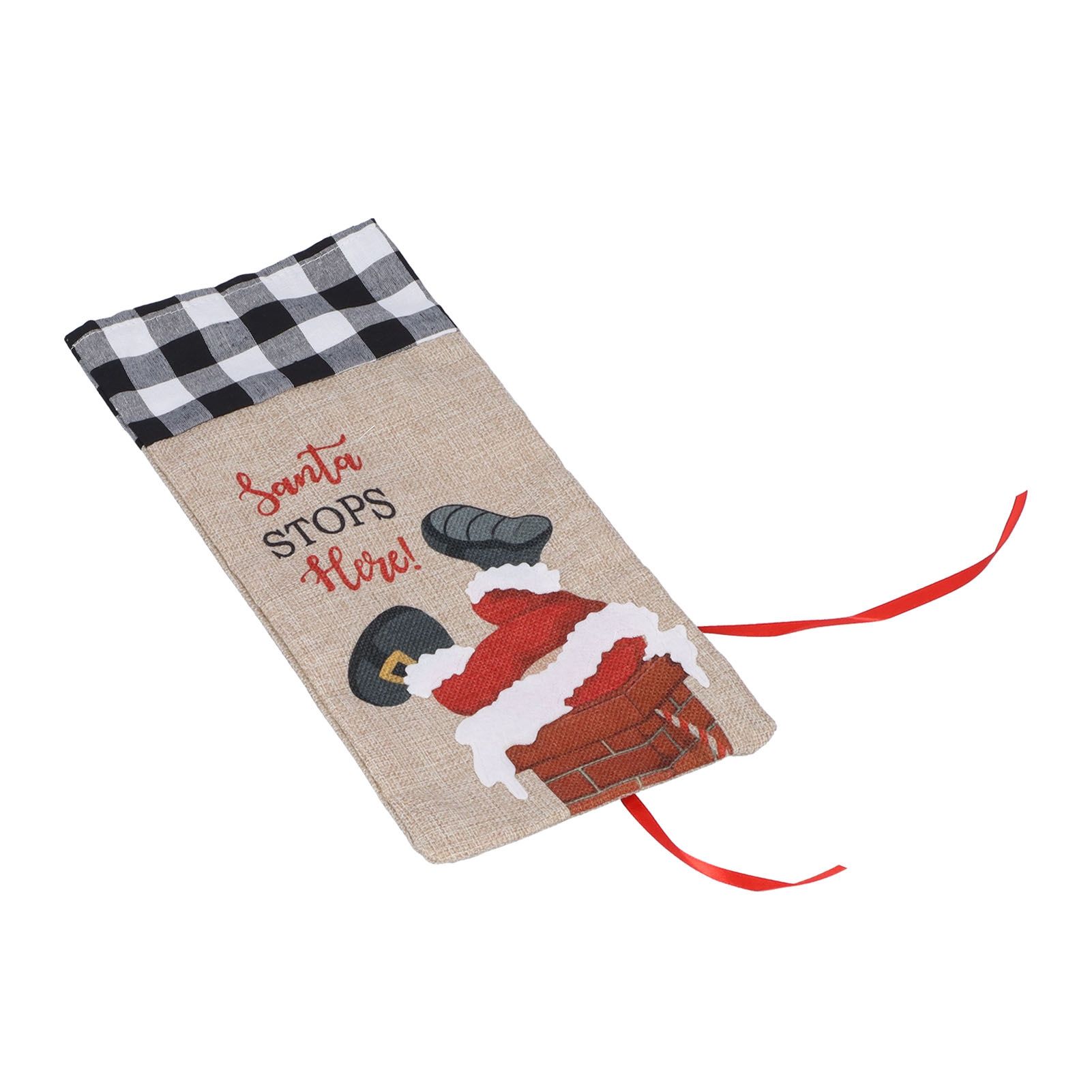 Christmas Santa Grid Design Champagne Bottle Cover Bag Sleeve Christmas Gifts view 4