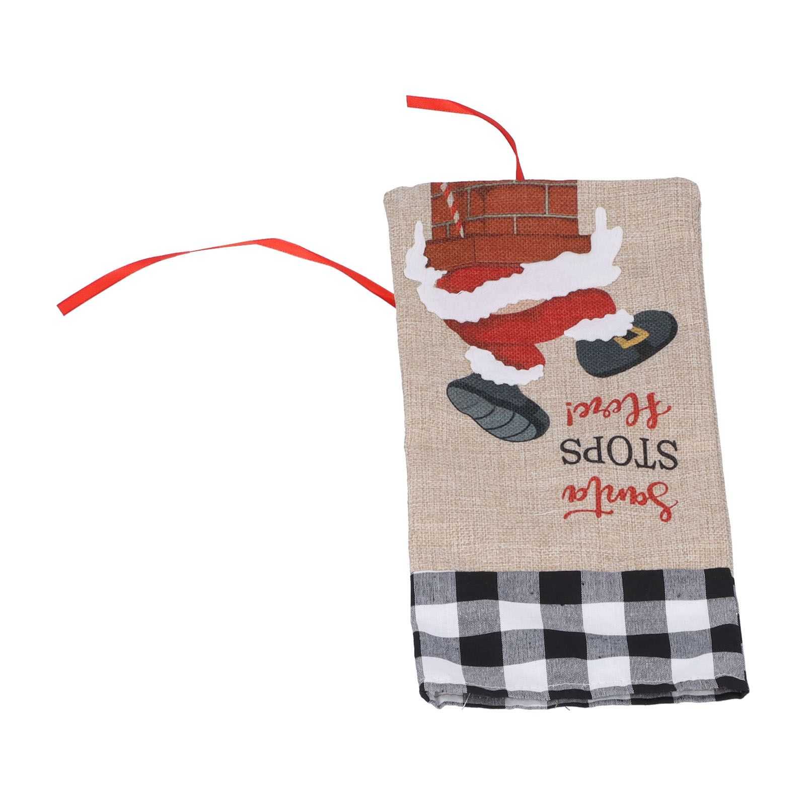 Christmas Santa Grid Design Champagne Bottle Cover Bag Sleeve Christmas Gifts view 5