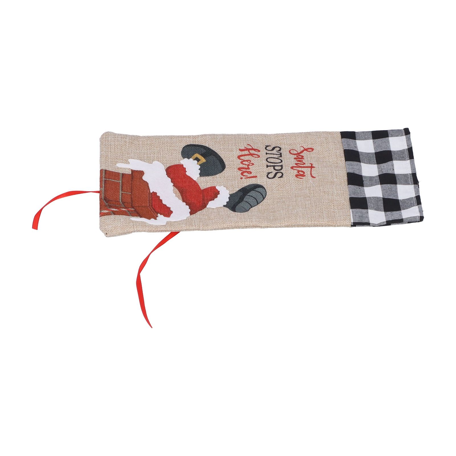 Christmas Santa Grid Design Champagne Bottle Cover Bag Sleeve Christmas Gifts view 6