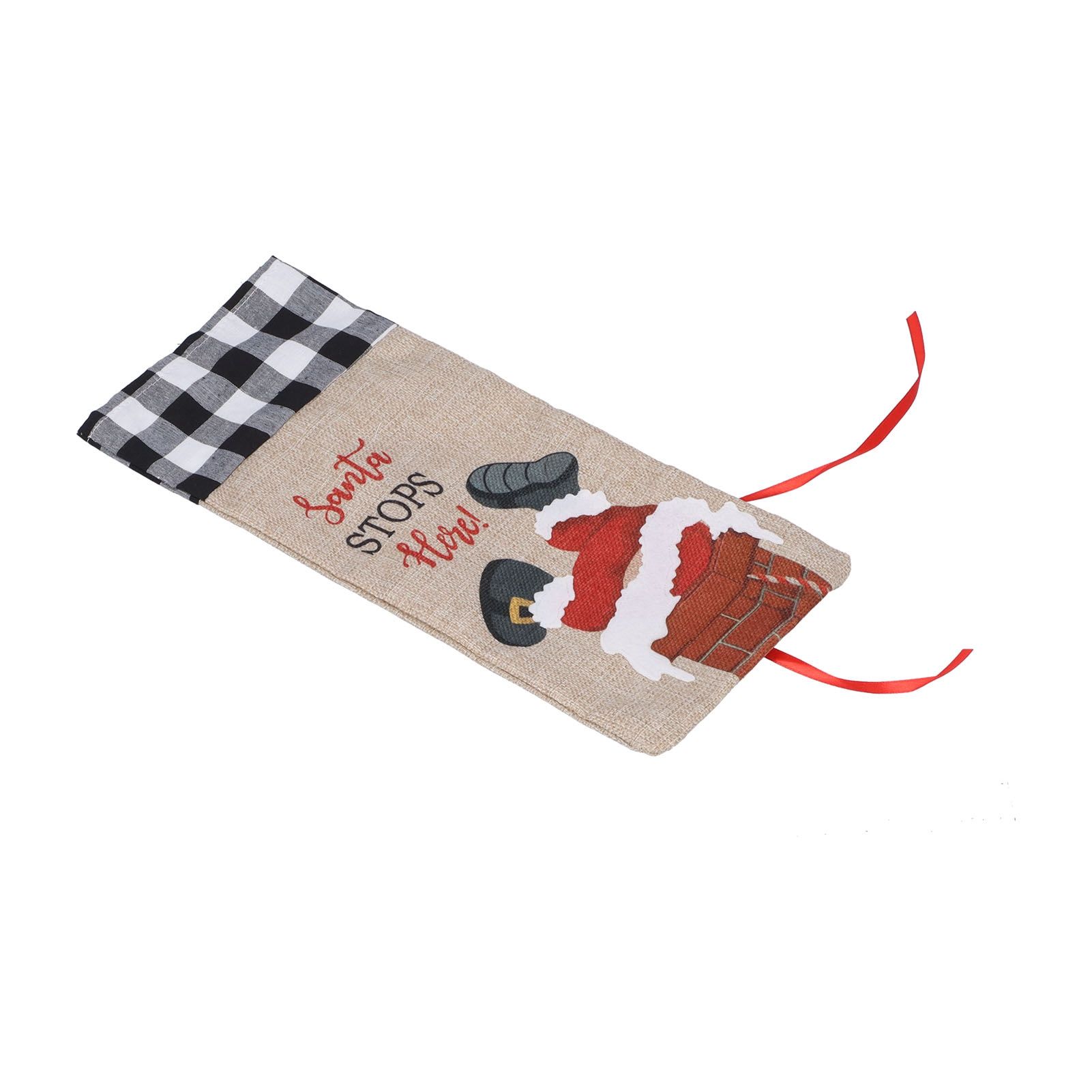 Christmas Santa Grid Design Champagne Bottle Cover Bag Sleeve Christmas Gifts view 7