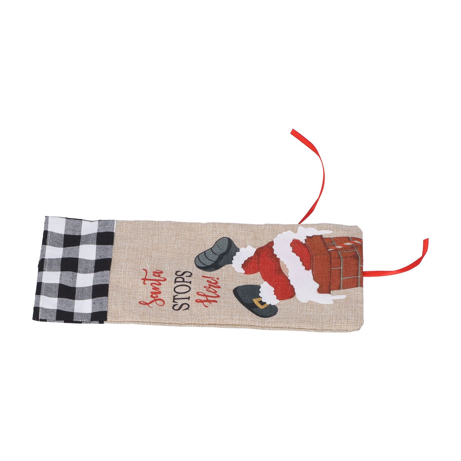 Christmas Santa Grid Design Champagne Bottle Cover Bag Sleeve Christmas Gifts view 8