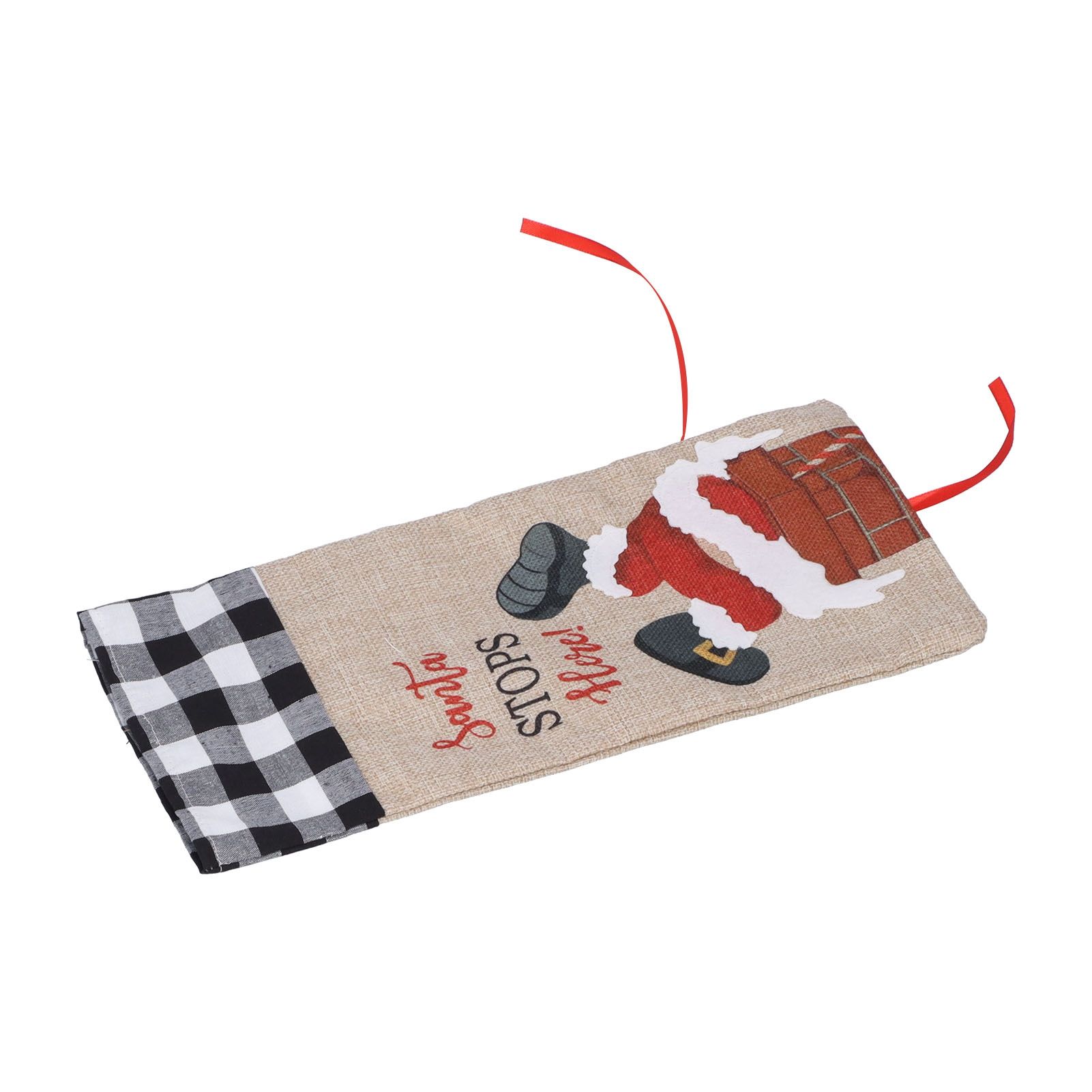 Christmas Santa Grid Design Champagne Bottle Cover Bag Sleeve Christmas Gifts view 9