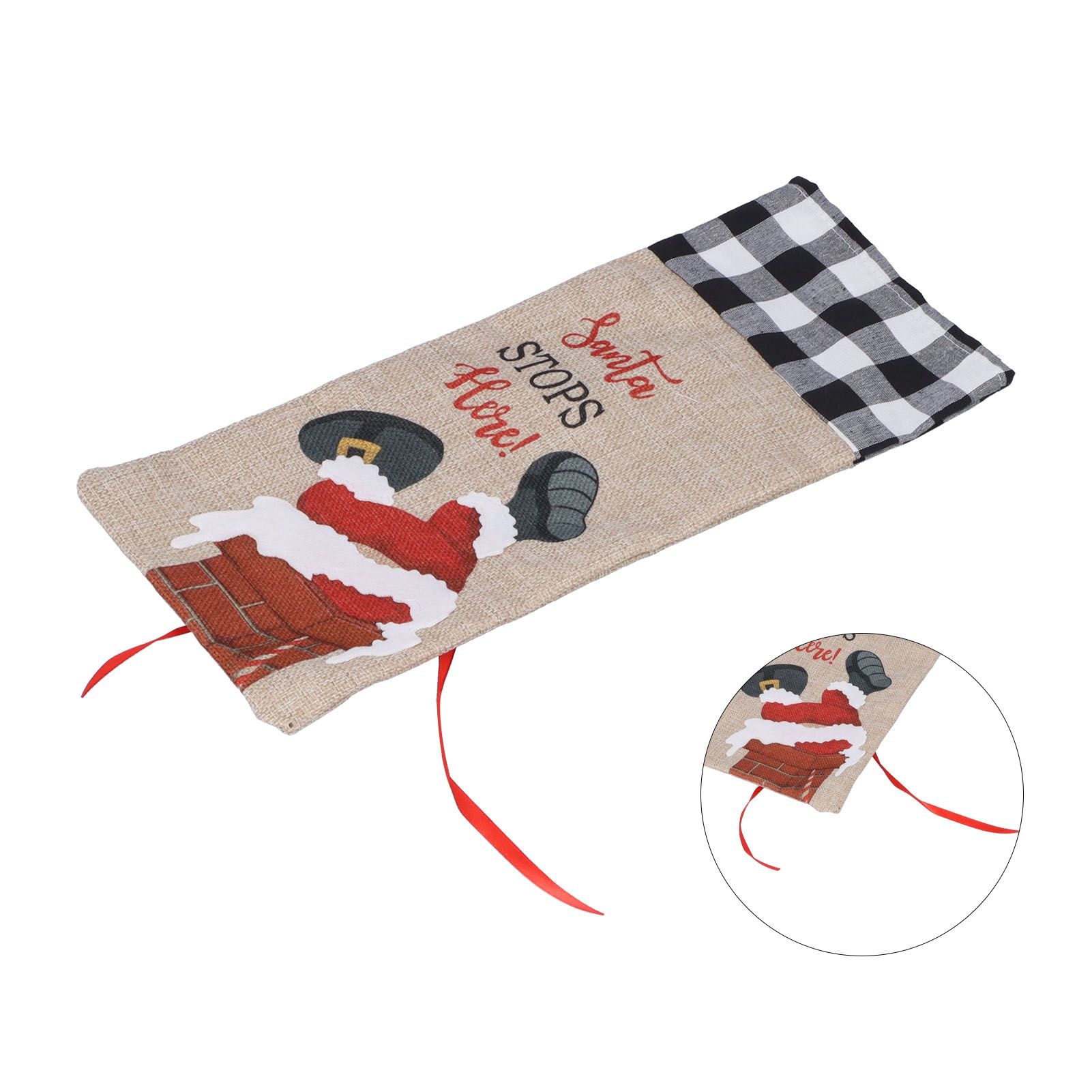Christmas Santa Grid Design Champagne Bottle Cover Bag Sleeve Christmas Gifts view 10