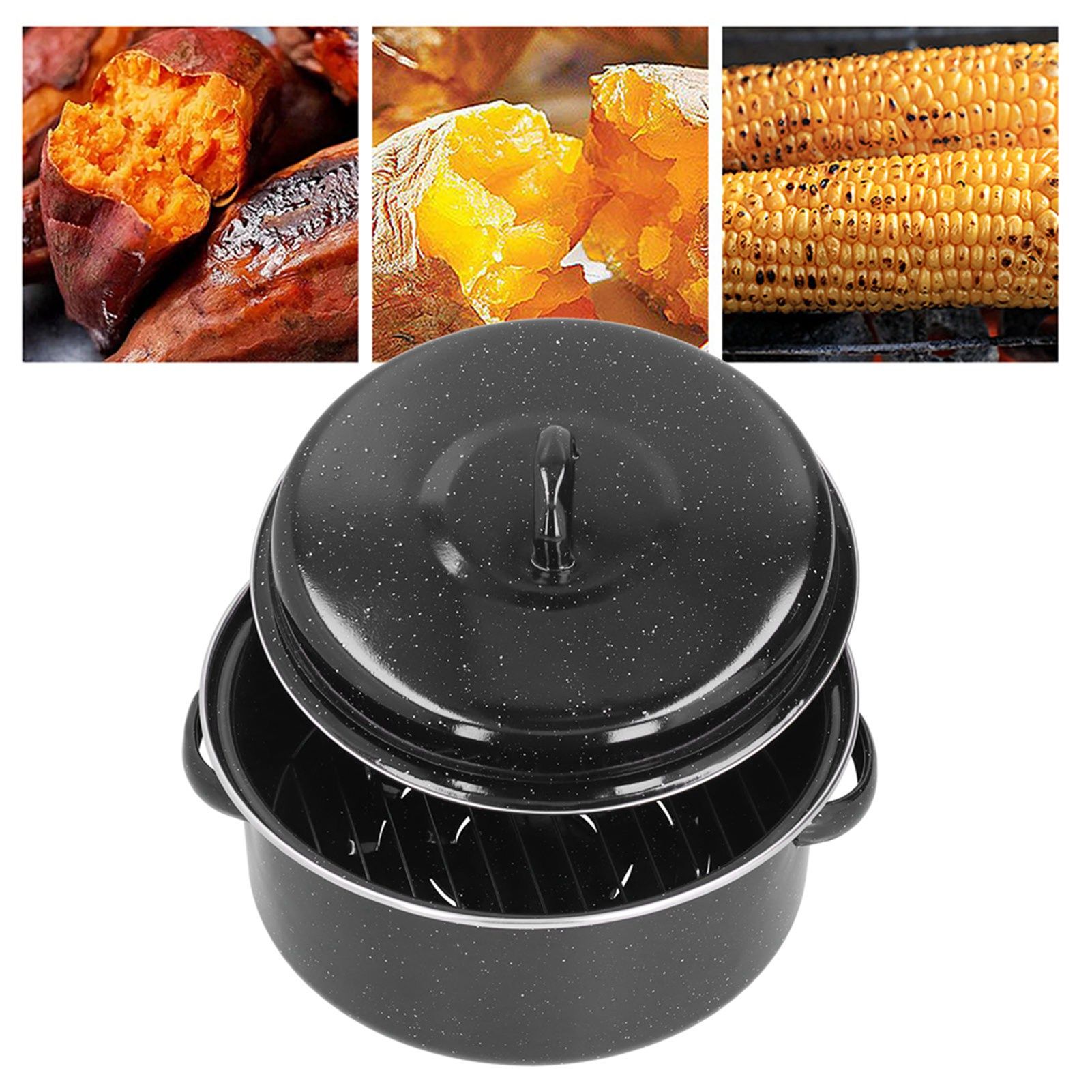 Oval Roaster Enamel Oval Roaster Excellent Heating for Barbucue and Sweet view 11