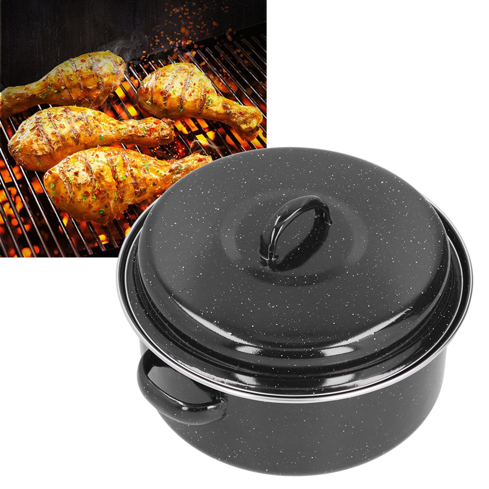 Oval Roaster Enamel Oval Roaster Excellent Heating for Barbucue and Sweet view 12