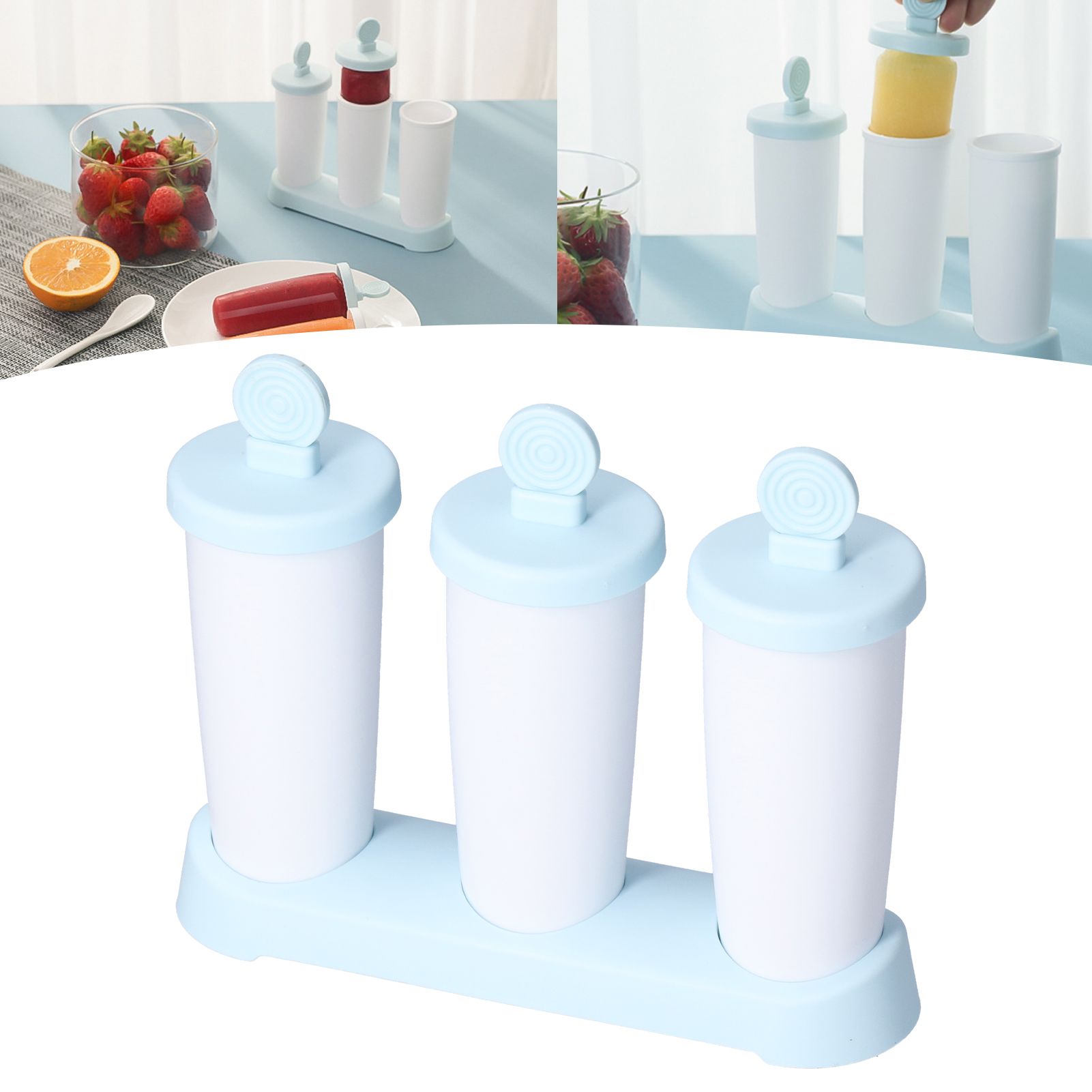 2Pcs 3 Grids Ice Cream Mold DIY Dessert Ice Cube Maker Mold for Summer Kitchen view 12