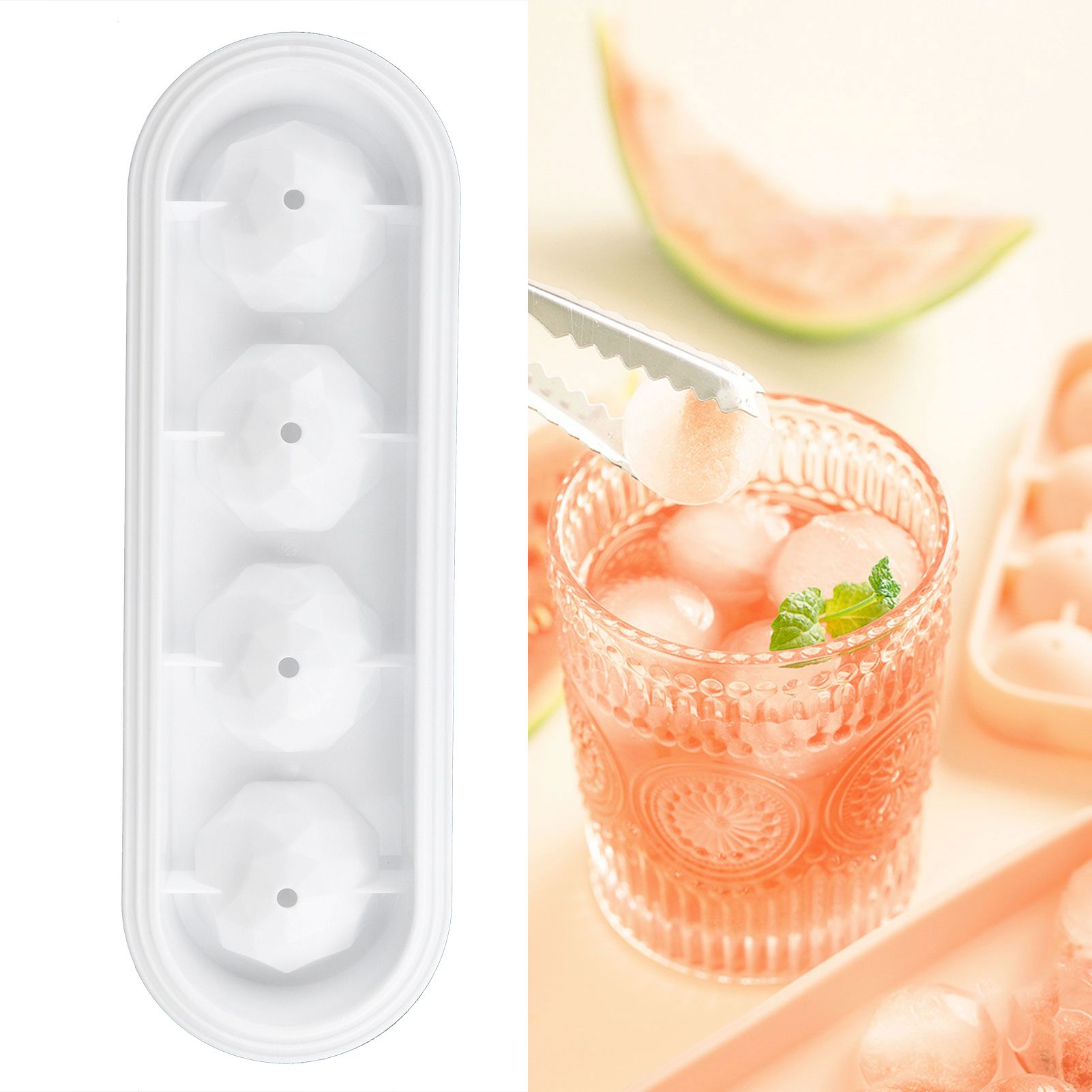 2Pcs 4 Grids Food Grade Ice Cubes Mold Whiskey Ice Ball Making Mold Tray for view 12