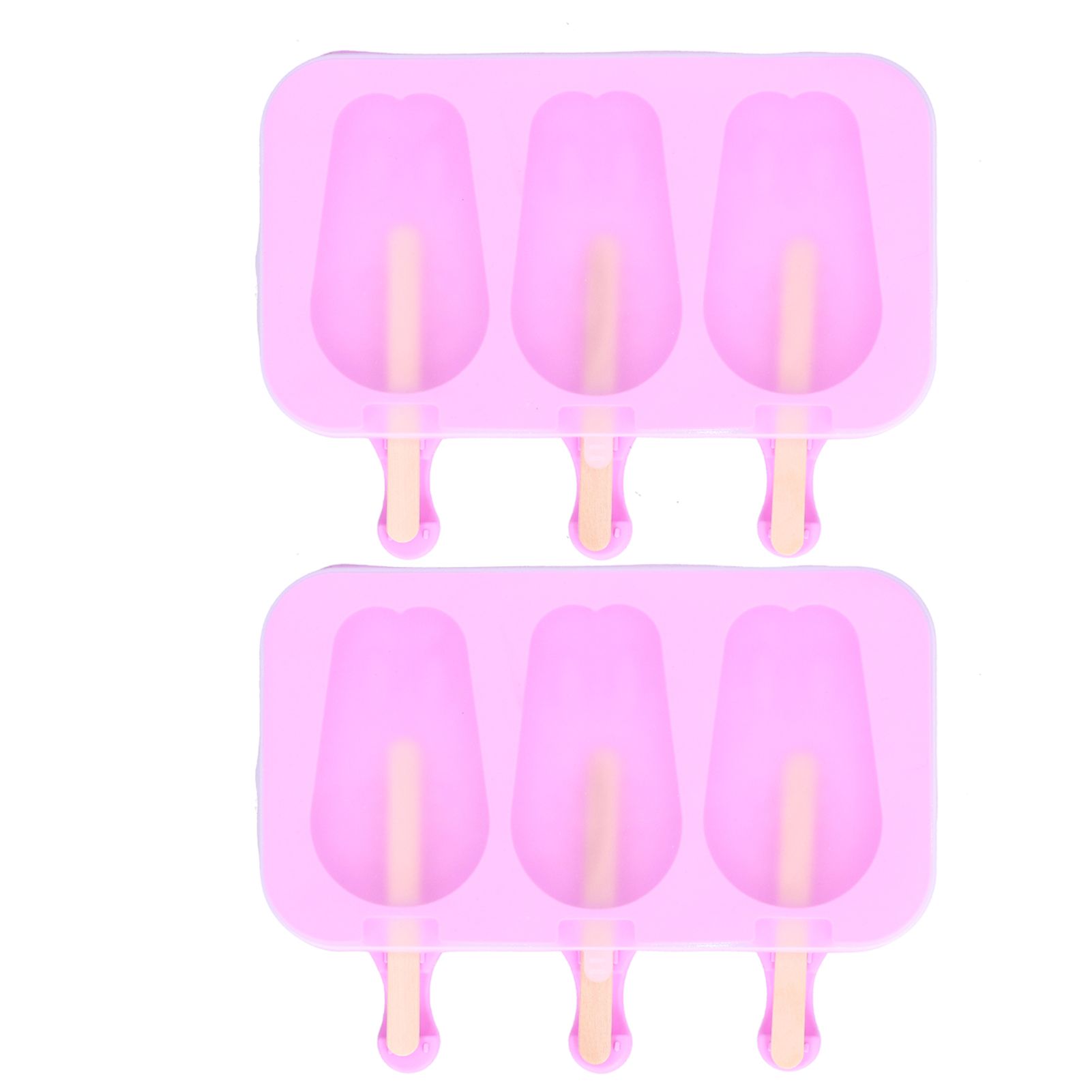2Pcs 3 Grid Silicone Ice Cream Mold with Lid Rabbit Shaped Mold for Summer