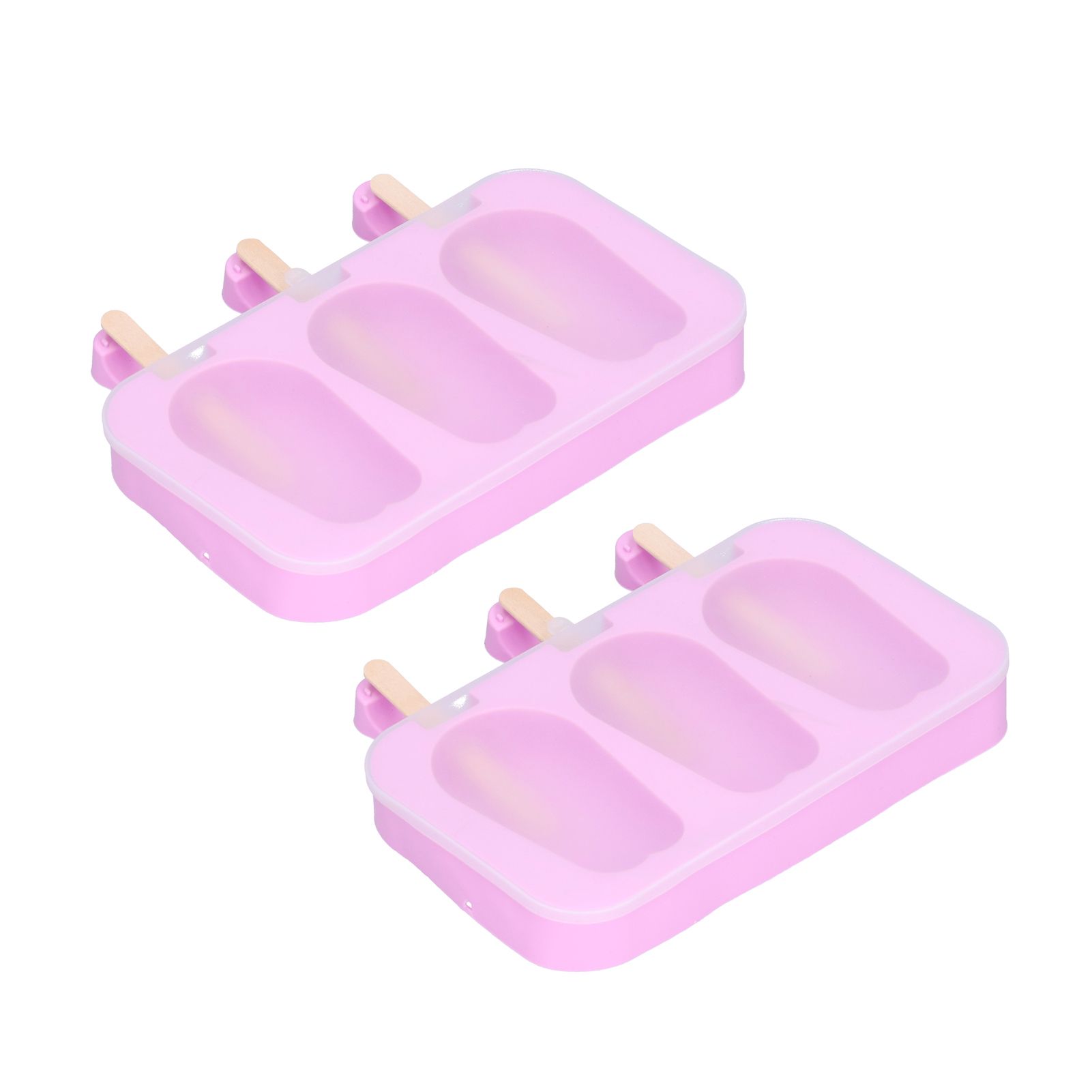2Pcs 3 Grid Silicone Ice Cream Mold with Lid Rabbit Shaped Mold for Summer view 3