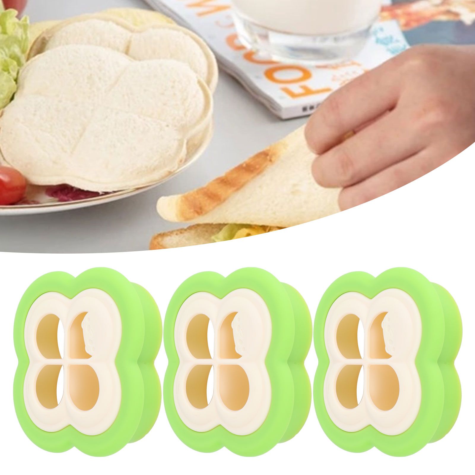 3Set Sandwich Cutter 4 Leaf Shaped Bread Mold Sushi Making Tool for Home Kitchen view 11