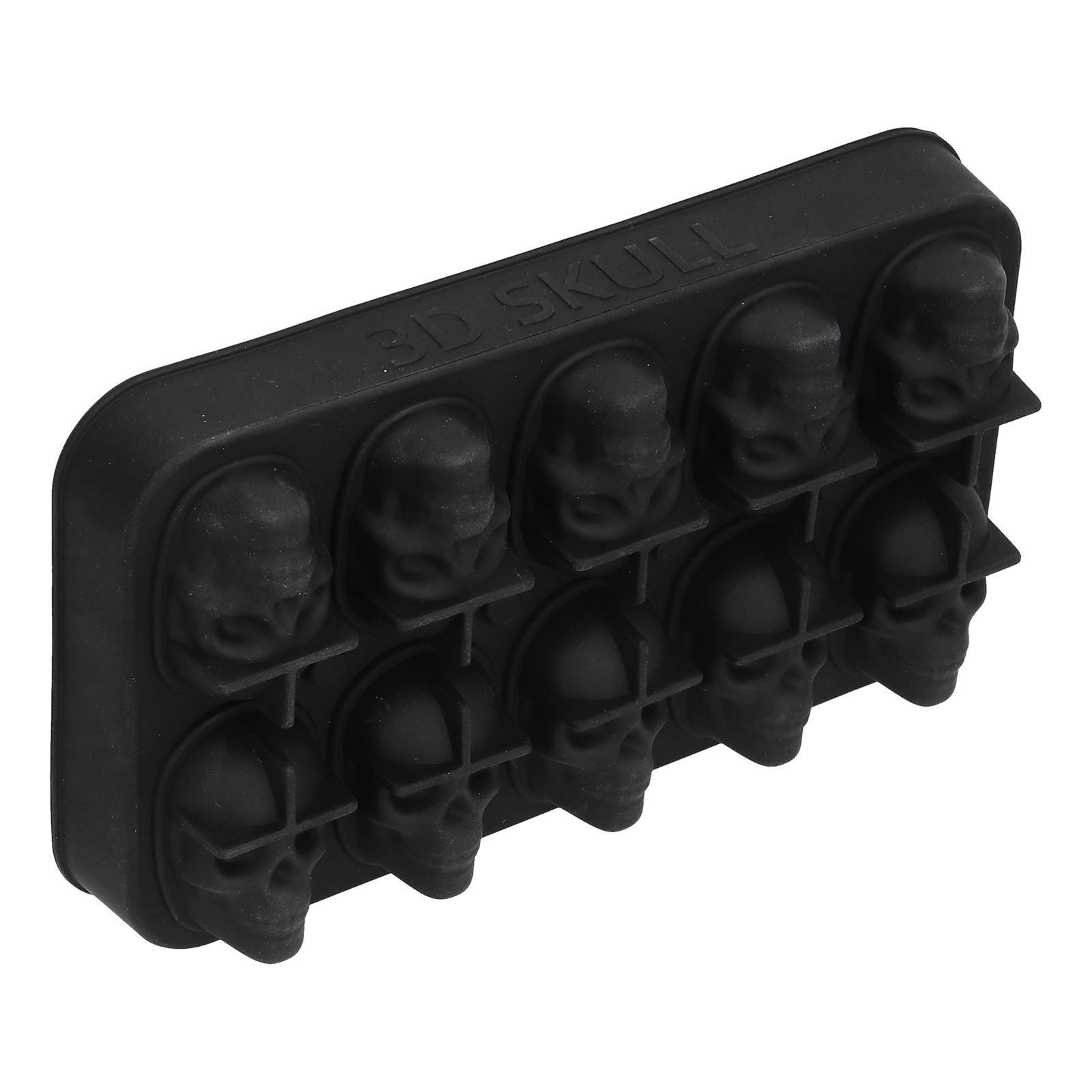10 Grids Ice Cube Mold Silicone Black Professional Skull Ice Cube Mold for view 2