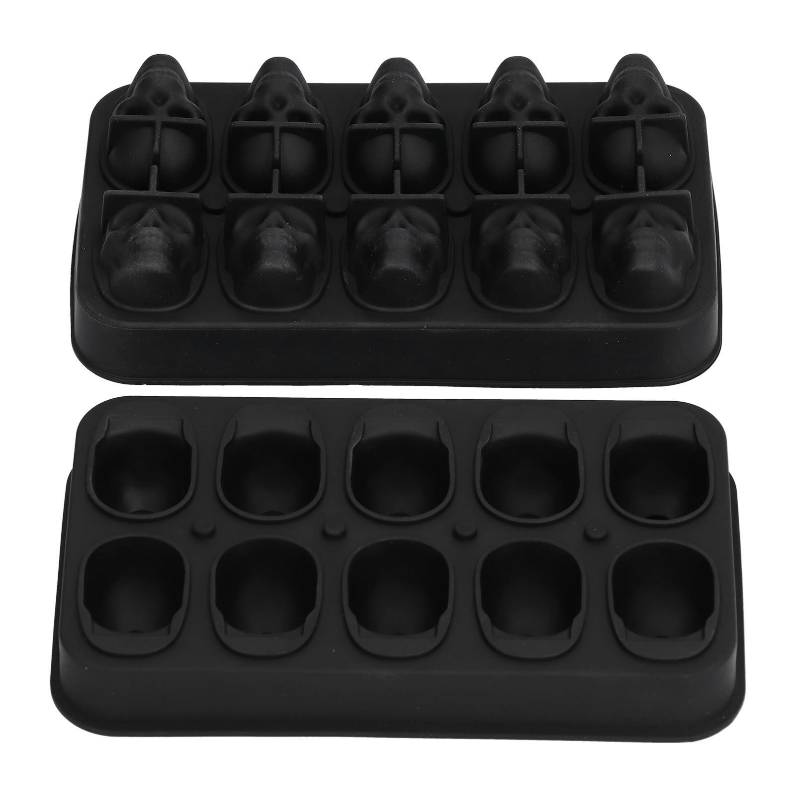 10 Grids Ice Cube Mold Silicone Black Professional Skull Ice Cube Mold for view 5