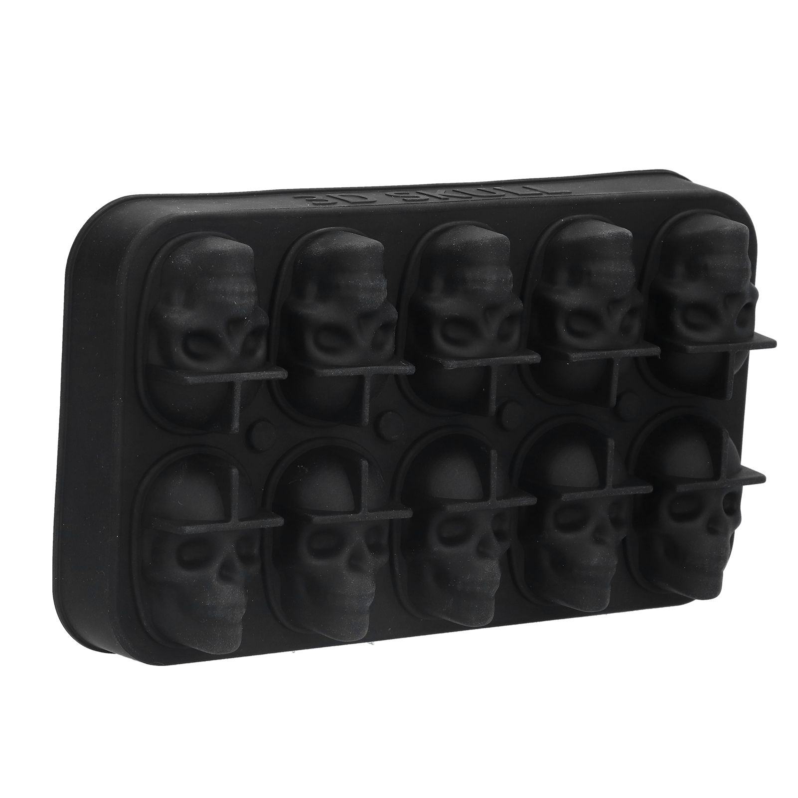 10 Grids Ice Cube Mold Silicone Black Professional Skull Ice Cube Mold for view 6