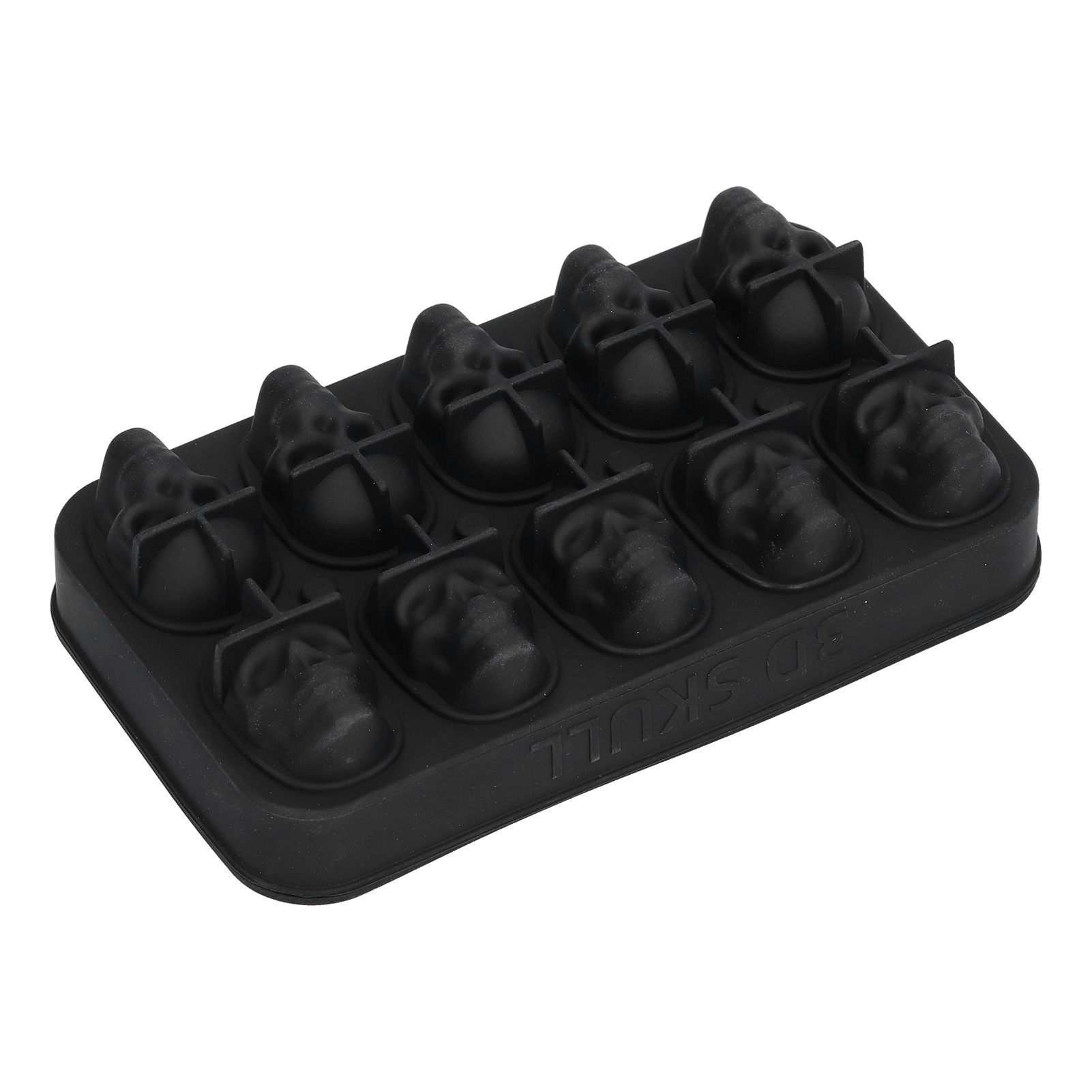 10 Grids Ice Cube Mold Silicone Black Professional Skull Ice Cube Mold for view 8
