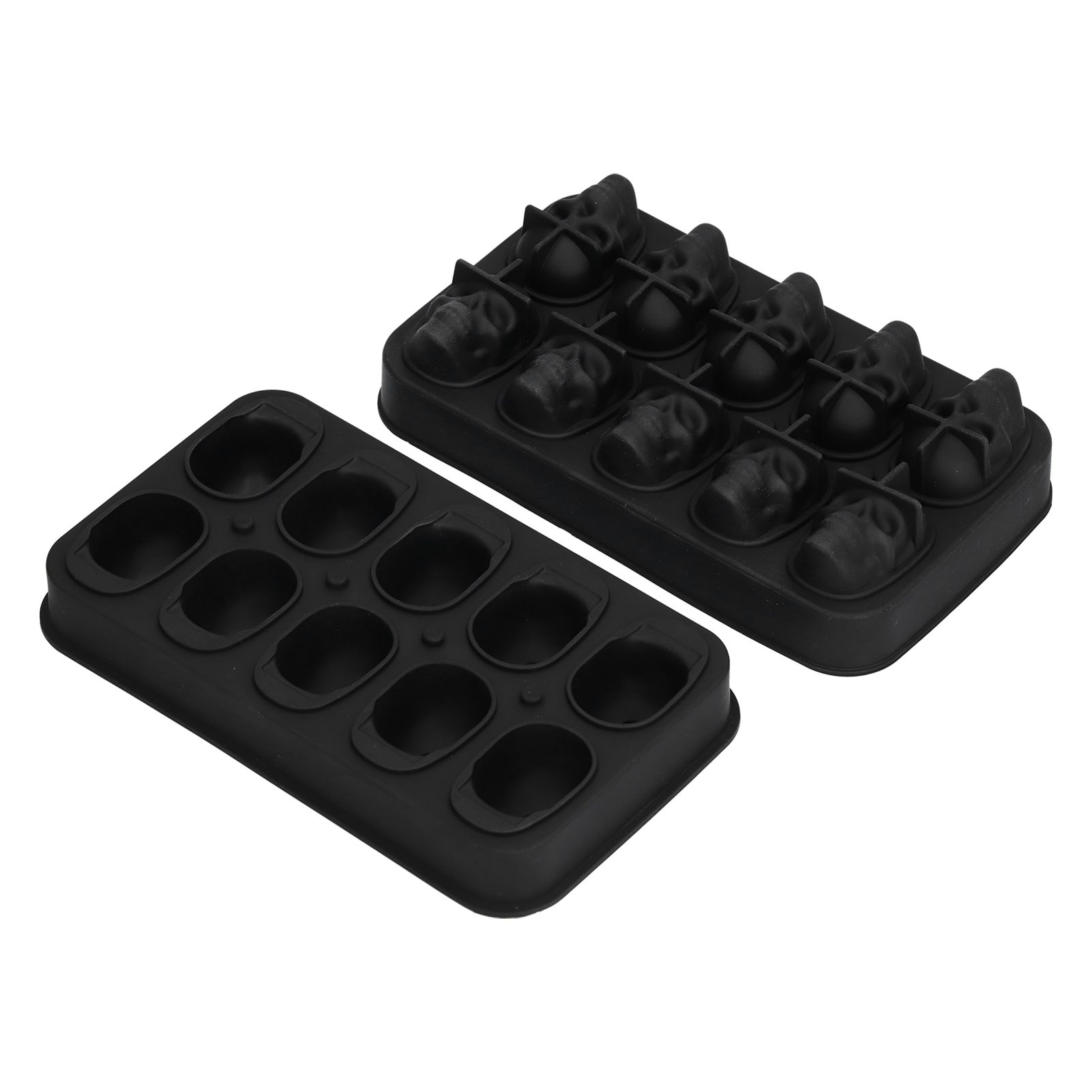 10 Grids Ice Cube Mold Silicone Black Professional Skull Ice Cube Mold for view 9