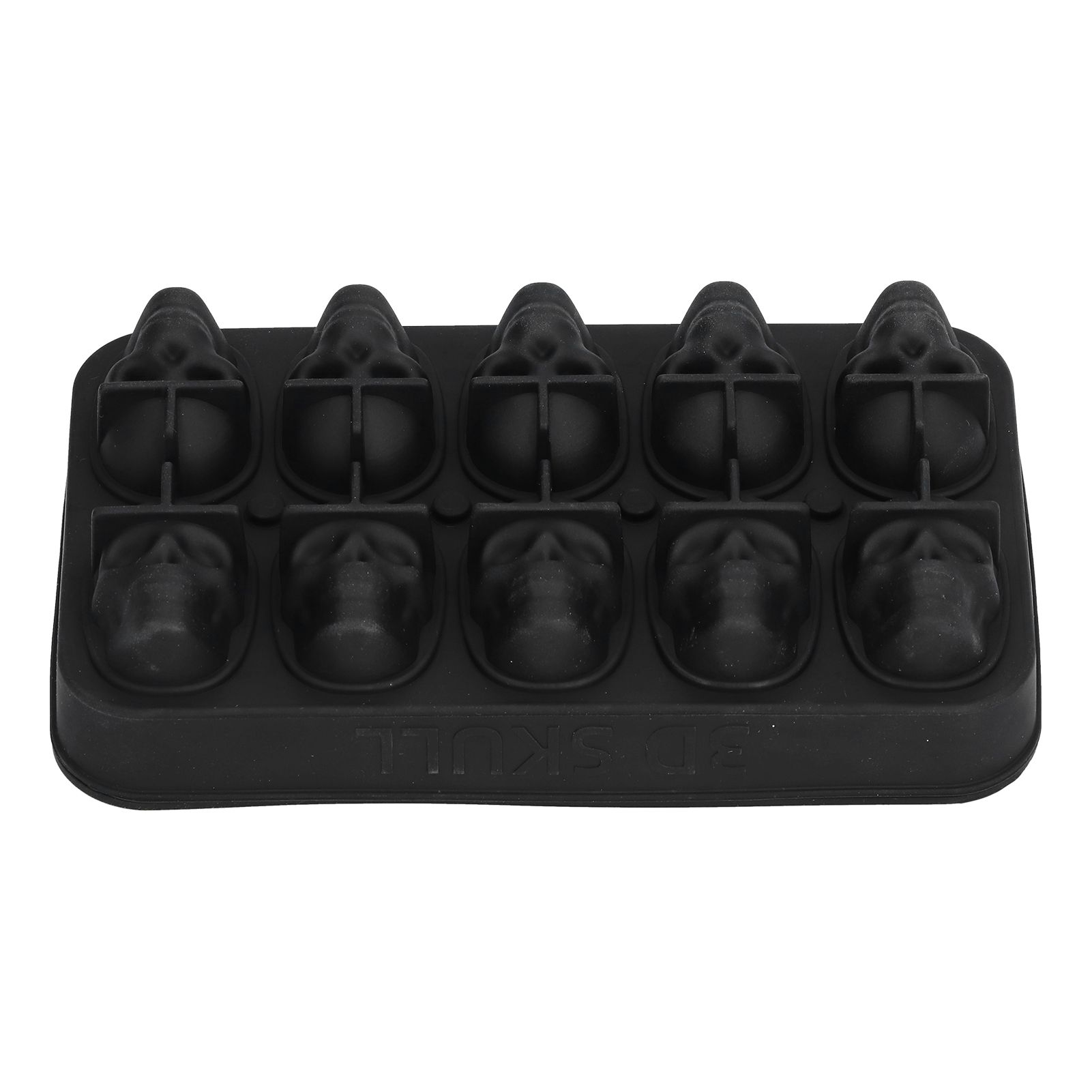 10 Grids Ice Cube Mold Silicone Black Professional Skull Ice Cube Mold for view 10