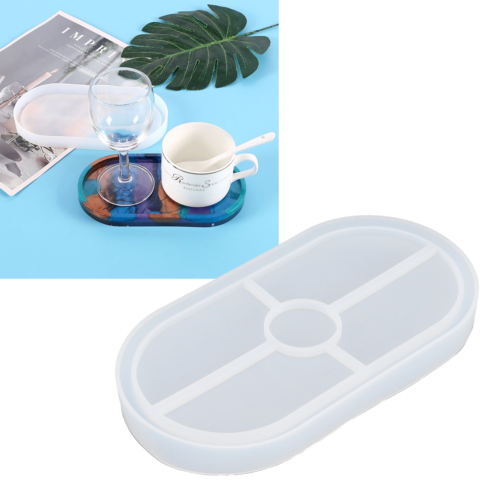 DIY Silicone Mold Oval Crystal Epoxy Resin Tea Coaster Mold for Home Kitchen view 11