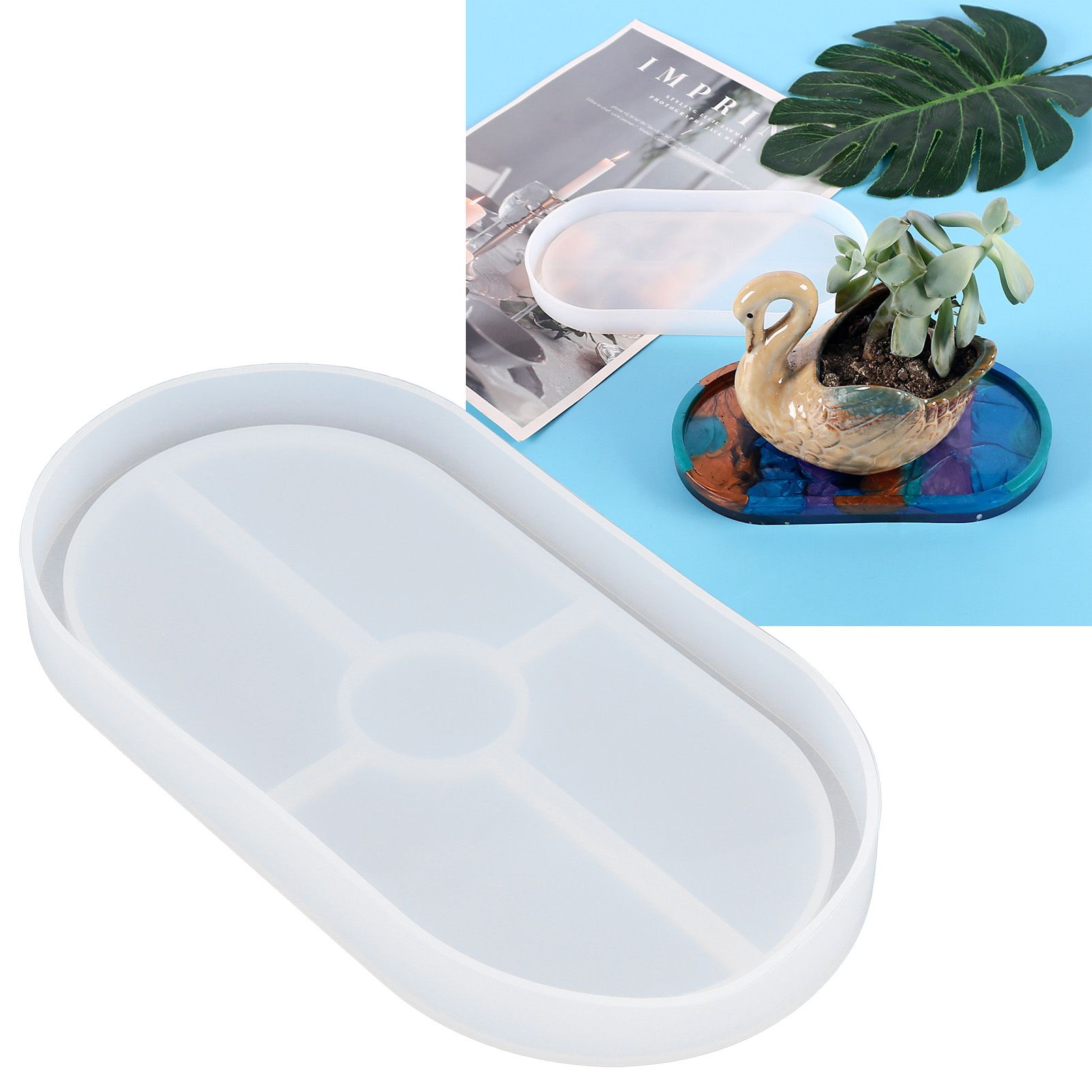 DIY Silicone Mold Oval Crystal Epoxy Resin Tea Coaster Mold for Home Kitchen view 12