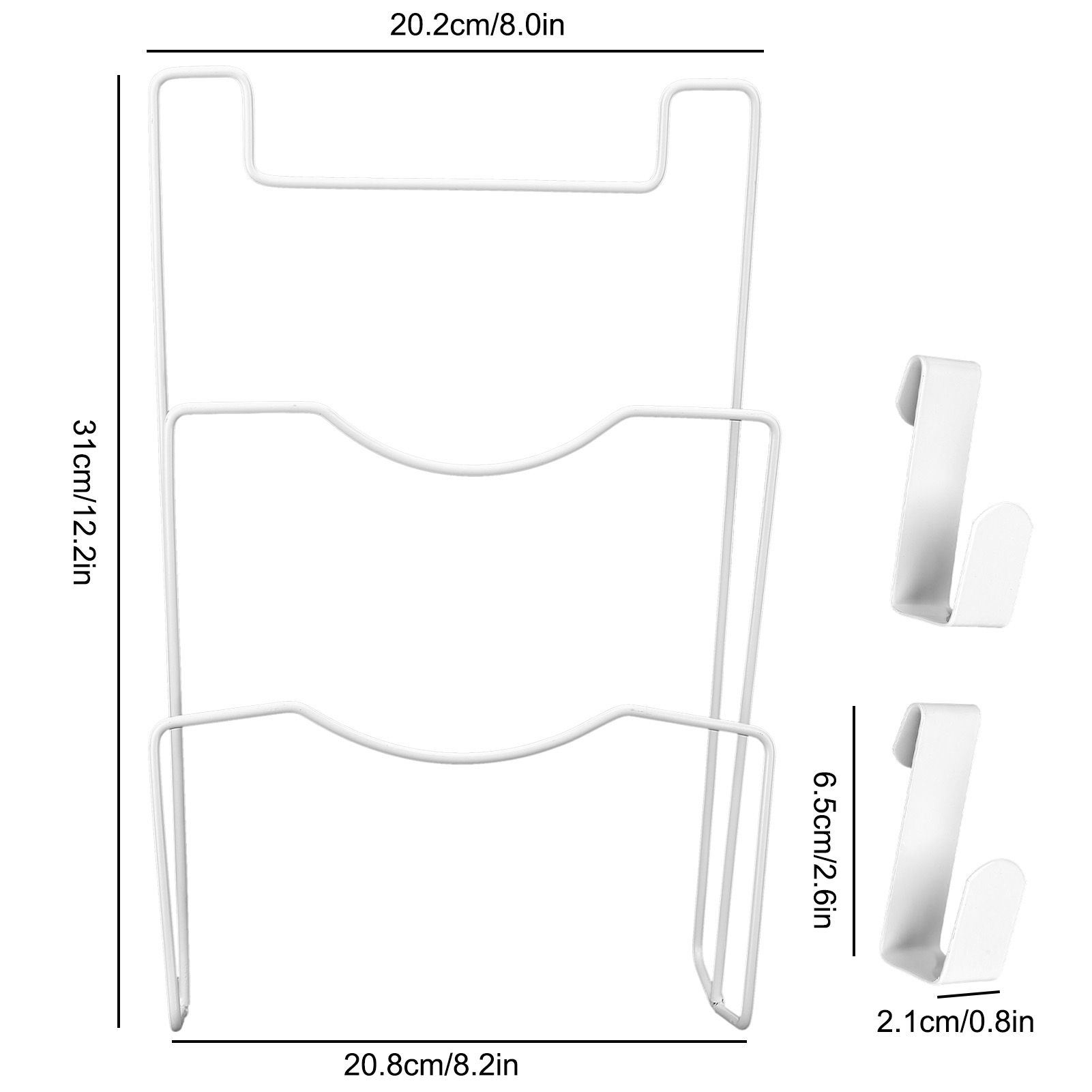 Wrought Iron Cabinet Door Mount Pot Lid Organizer Cutting Board Holder Kitchen view 15