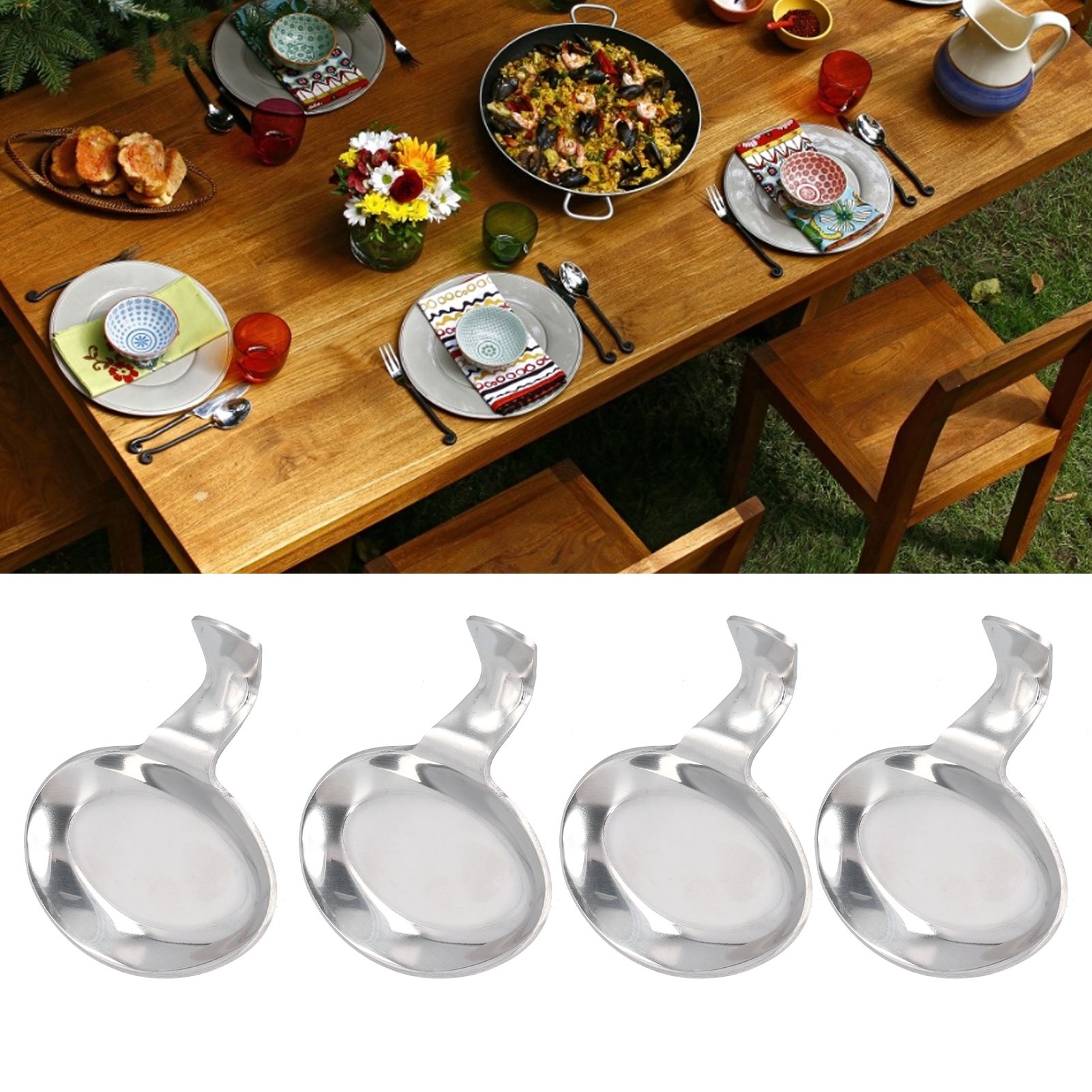 4Pcs Spoon Holder Stainless Steel 2 Purpose Compact Durable Chopsticks Rest view 11