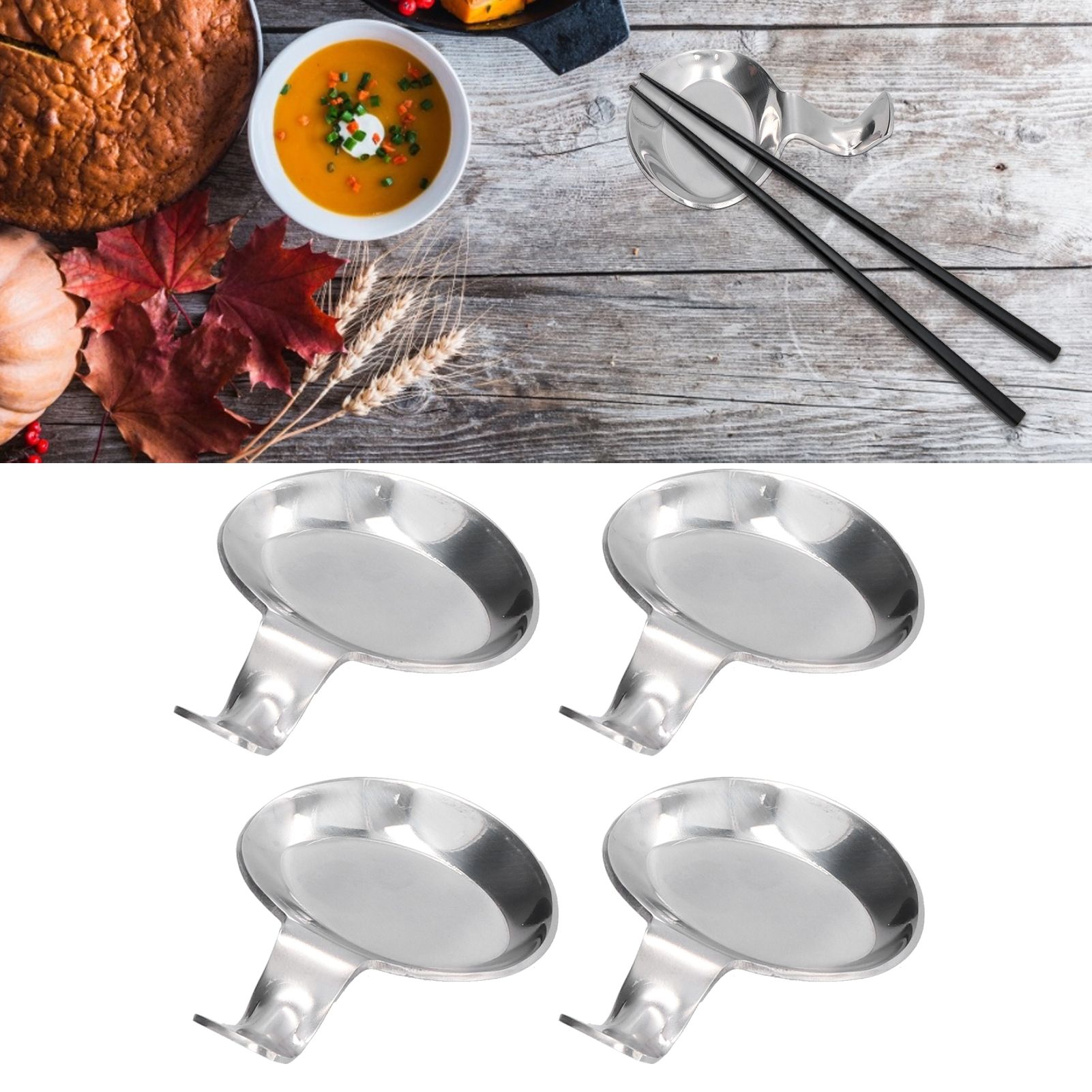 4Pcs Spoon Holder Stainless Steel 2 Purpose Compact Durable Chopsticks Rest view 12