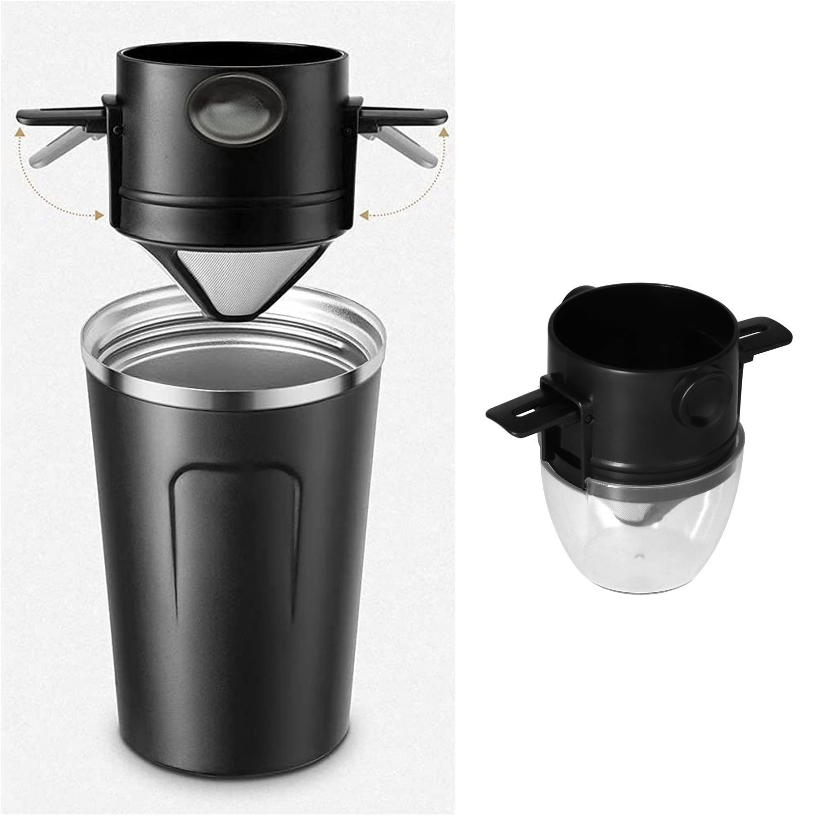 304 Stainless Steel Coffee Filter with Transparent Plastic PP Cup Portable view 11