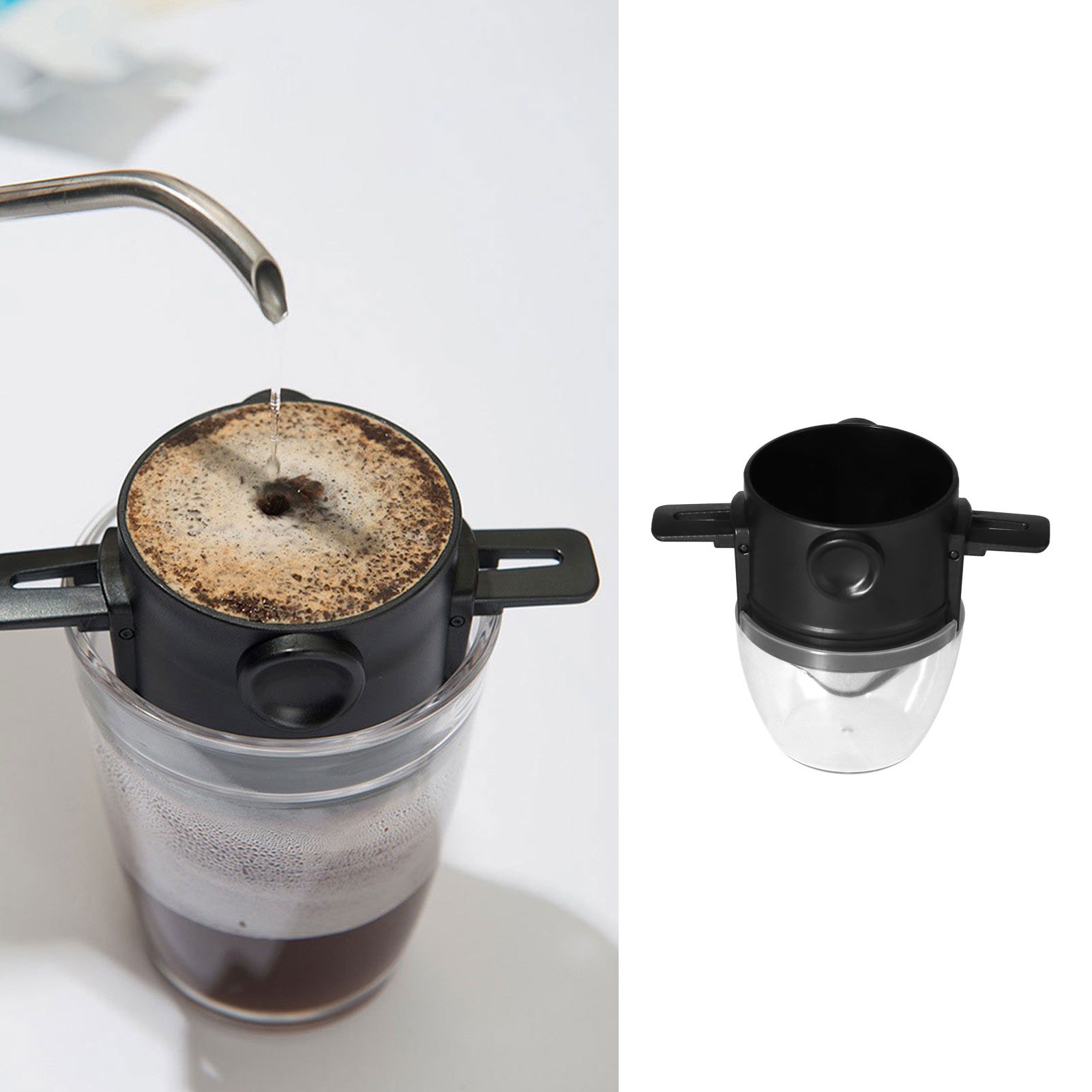 304 Stainless Steel Coffee Filter with Transparent Plastic PP Cup Portable view 12
