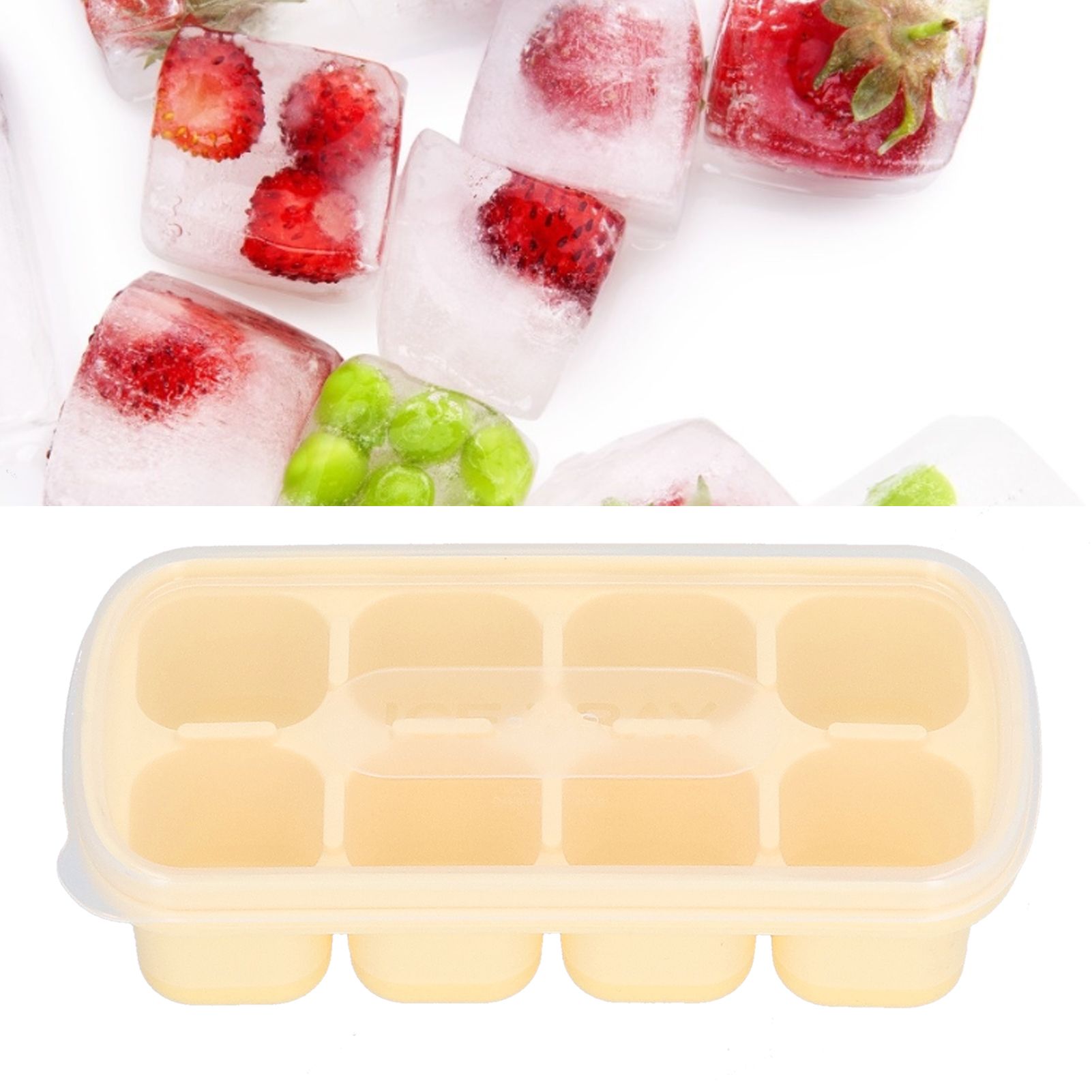 8 Grid Ice Cube Tray with Lid Food Grade Household Ice Cube Mold for Home view 11