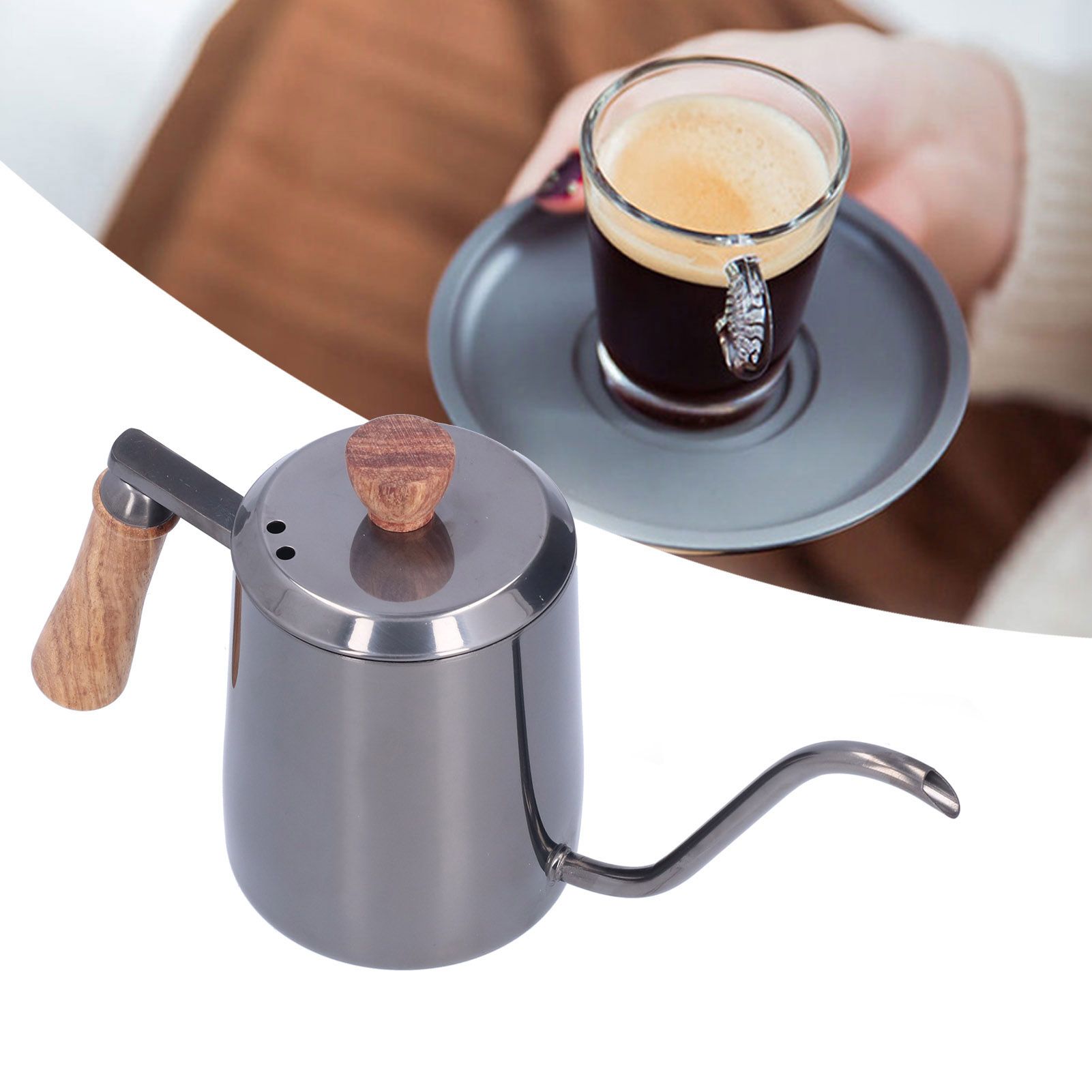 600ml Stainless Steel Manual Coffee Pot Long Narrow Spout Pour Over Kettle view 11