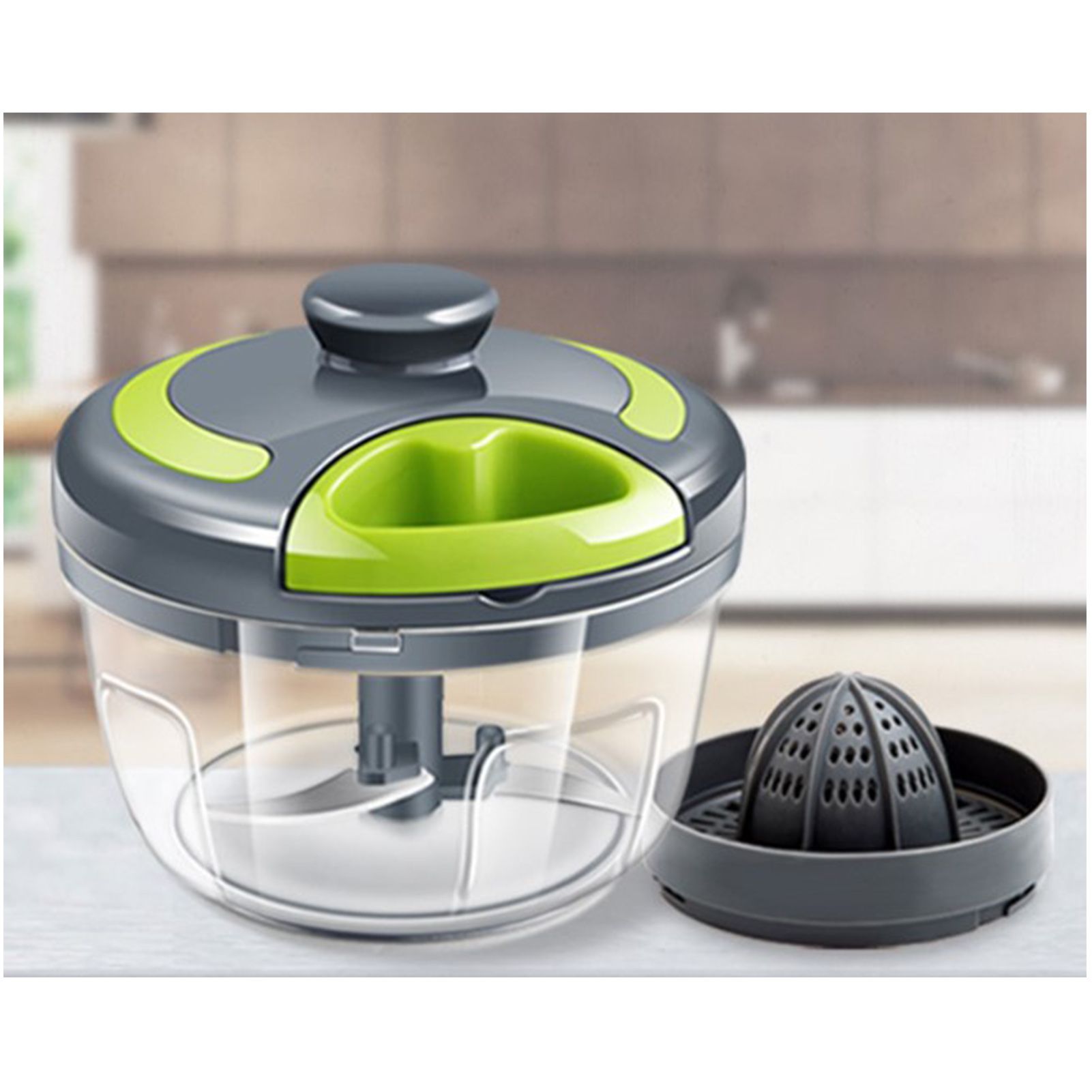 Garlic Chopper Machine Portable Mini Manual Hand Mincer 500ml Gray with Spare view 11