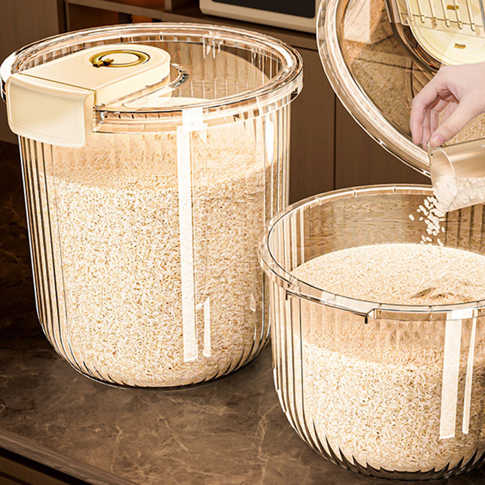 Rice Container Clear Rice Storage Bin Airtight Rice Bucket for Dry Food Grain view 11