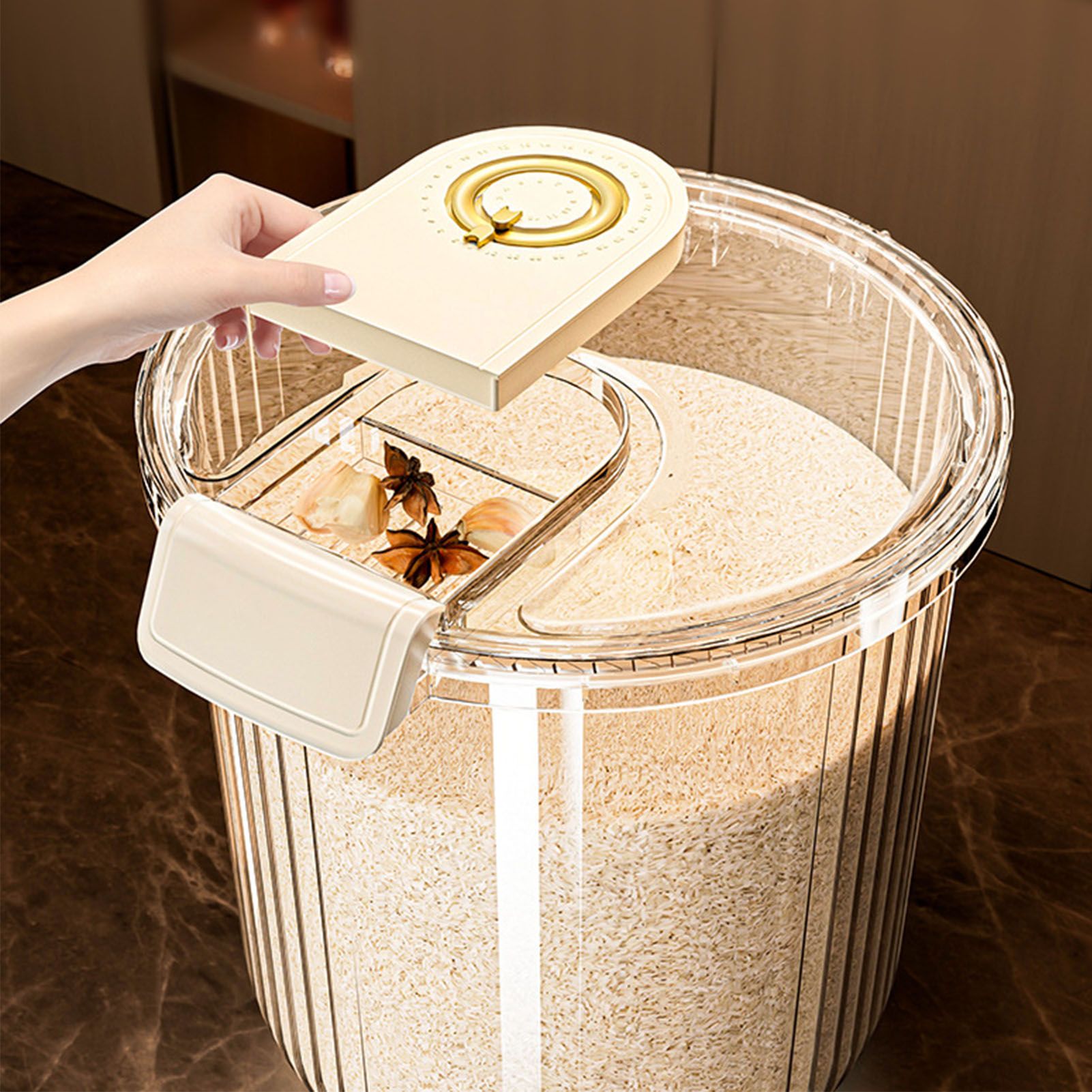 Rice Container Clear Rice Storage Bin Airtight Rice Bucket for Dry Food Grain view 14