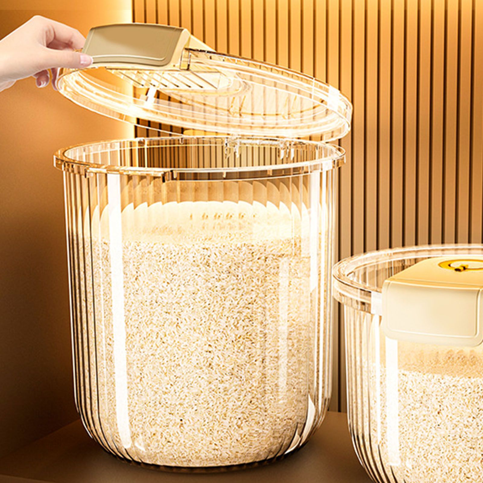 Rice Container Clear Rice Storage Bin Airtight Rice Bucket for Dry Food Grain view 15