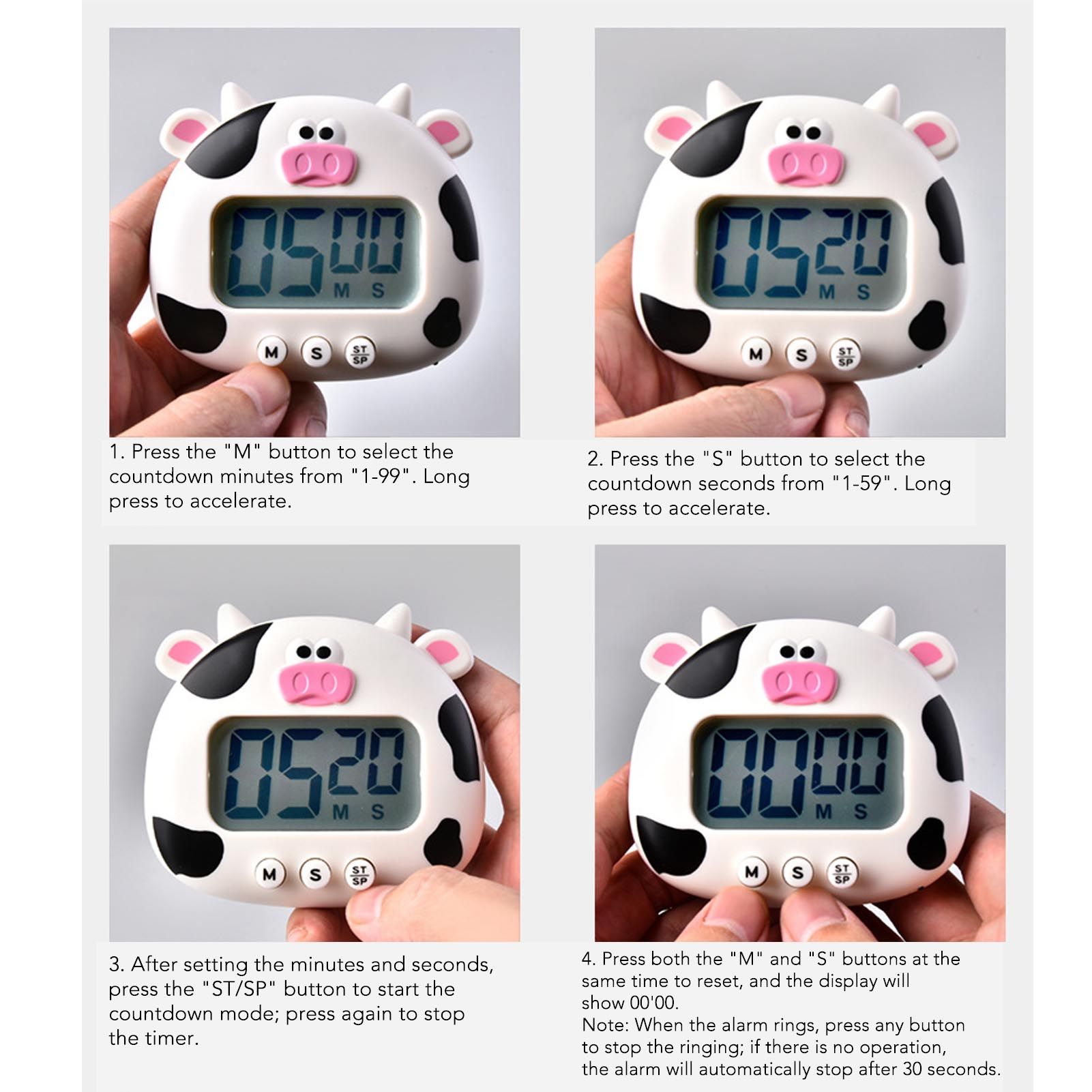 Digital Kitchen Timer Countup Countdown Cartoon Animal Sound Flash Alert Easy view 14