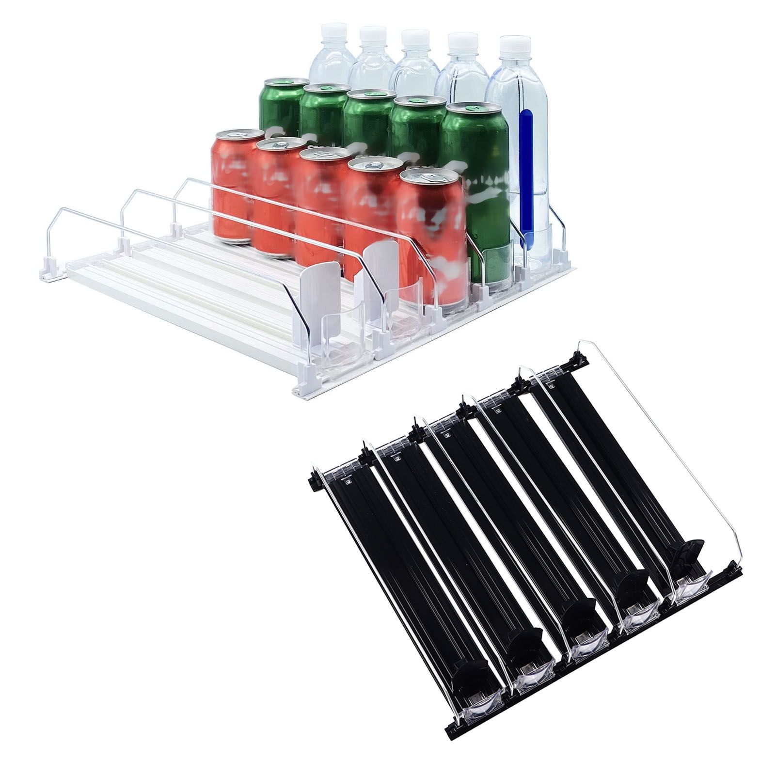 Drink Organizer for Fridge Spring Loaded Adjustable Push Rod Slide Rail Soda view 11