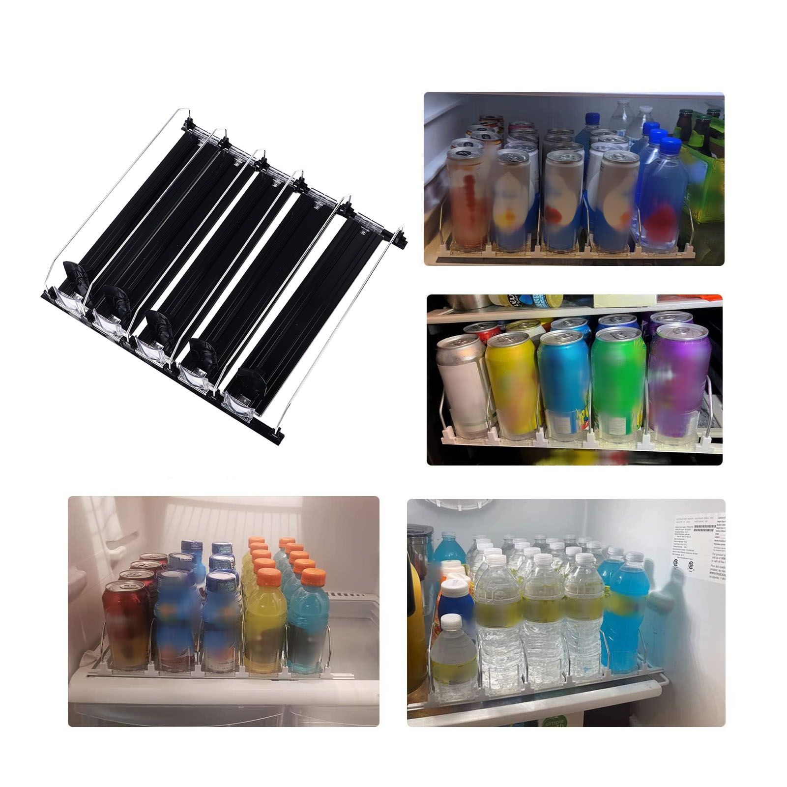 Drink Organizer for Fridge Spring Loaded Adjustable Push Rod Slide Rail Soda view 12